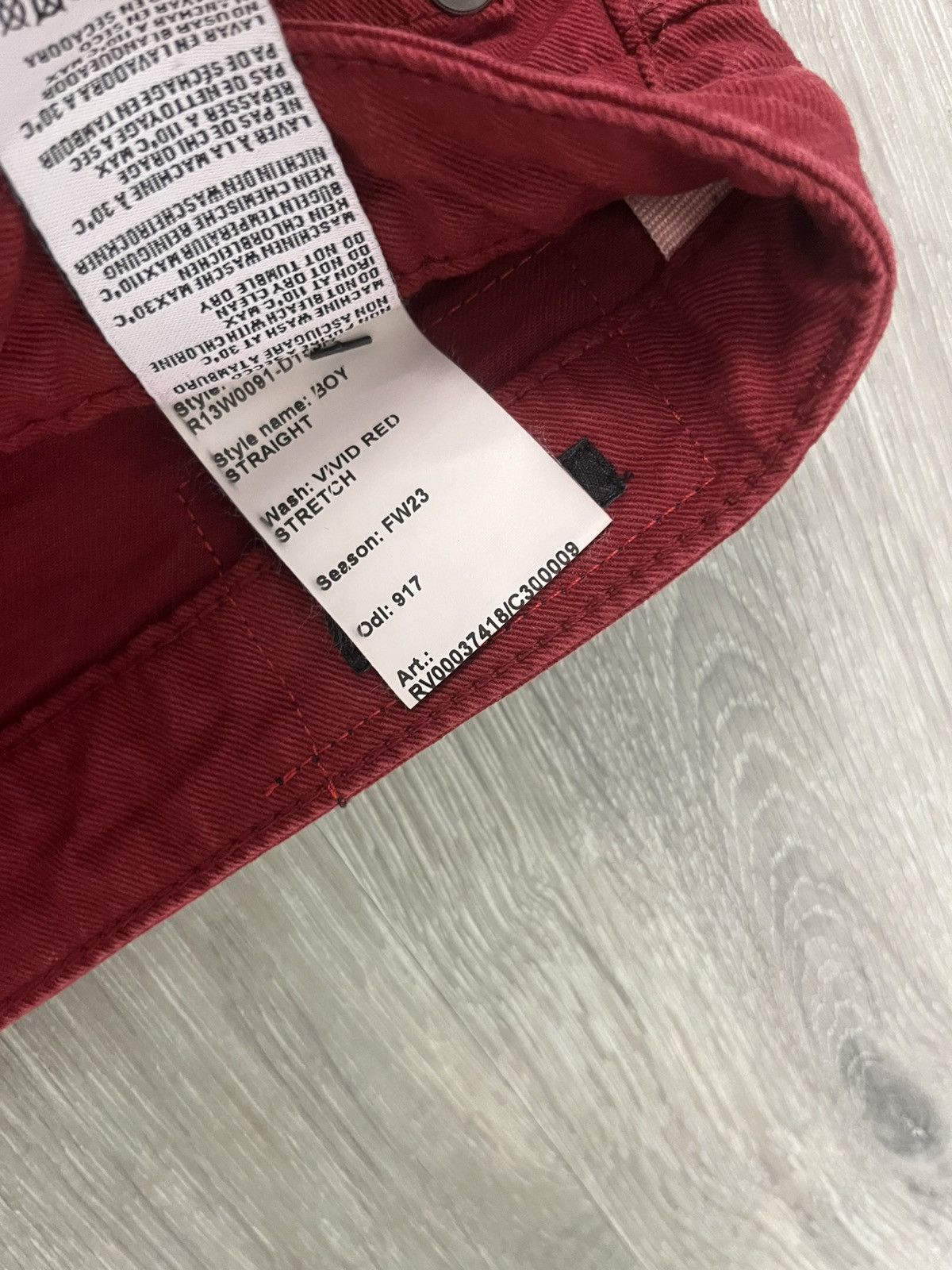 R13 R13 Boy Straight Vivid Red Stretch. Size 27 Size 27" / US 4 / IT 40 - 8 Thumbnail