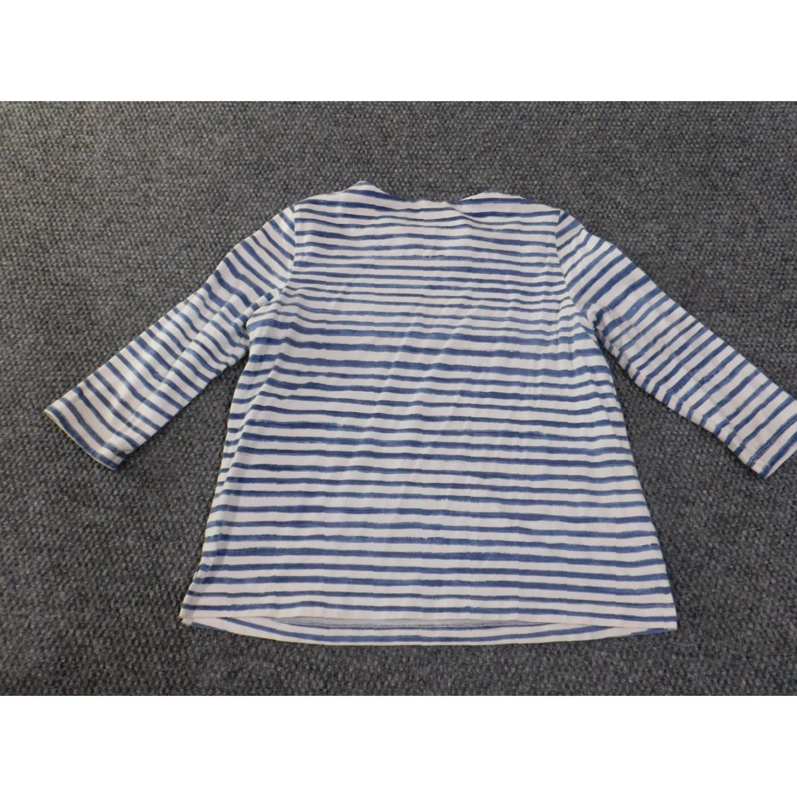 Vintage Alfred Dunner Blouse Shirt Petite PS Women Blue Stripe Knit Cotton Spandex V-Neck Long Sleeve Stretch Casual Size S / US 4 / IT 40 - 6 Thumbnail
