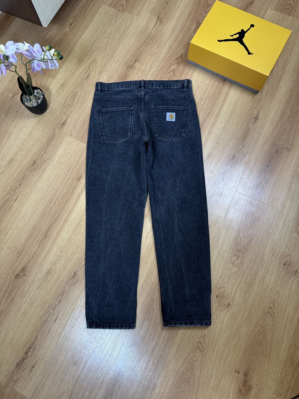 Carhartt Wip Carhartt WIP Newel Pants Denim Men Black 31 L Washed Jeans Size US 31 - 18 Thumbnail