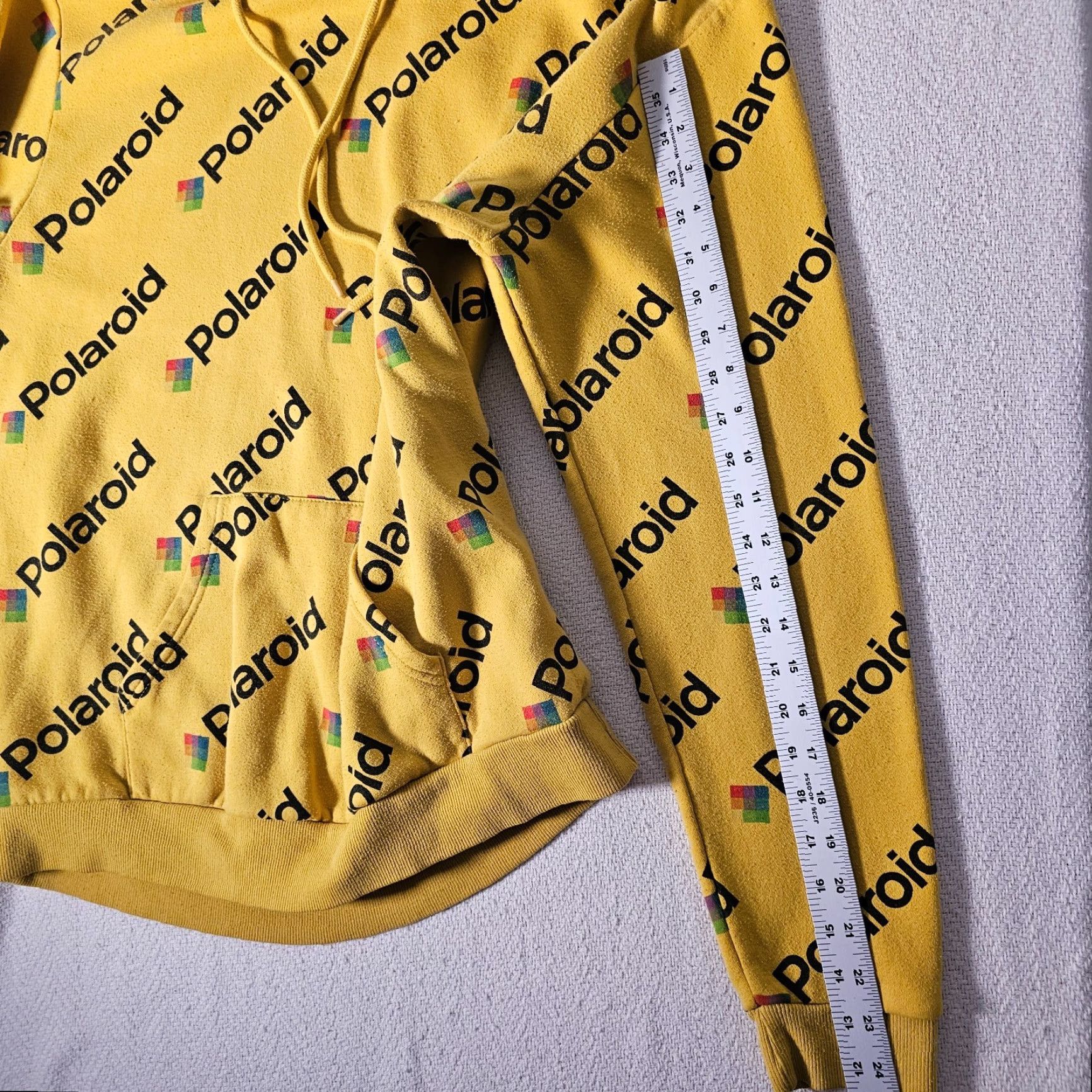 Polaroid Polaroid Classic Logo Hoodie Sweatshirt Pullover Drawstring Yellow Large Mens Regular Cotton Blend Cotton/Poly Logo Size US L / EU 52-54 / 3 - 6 Thumbnail