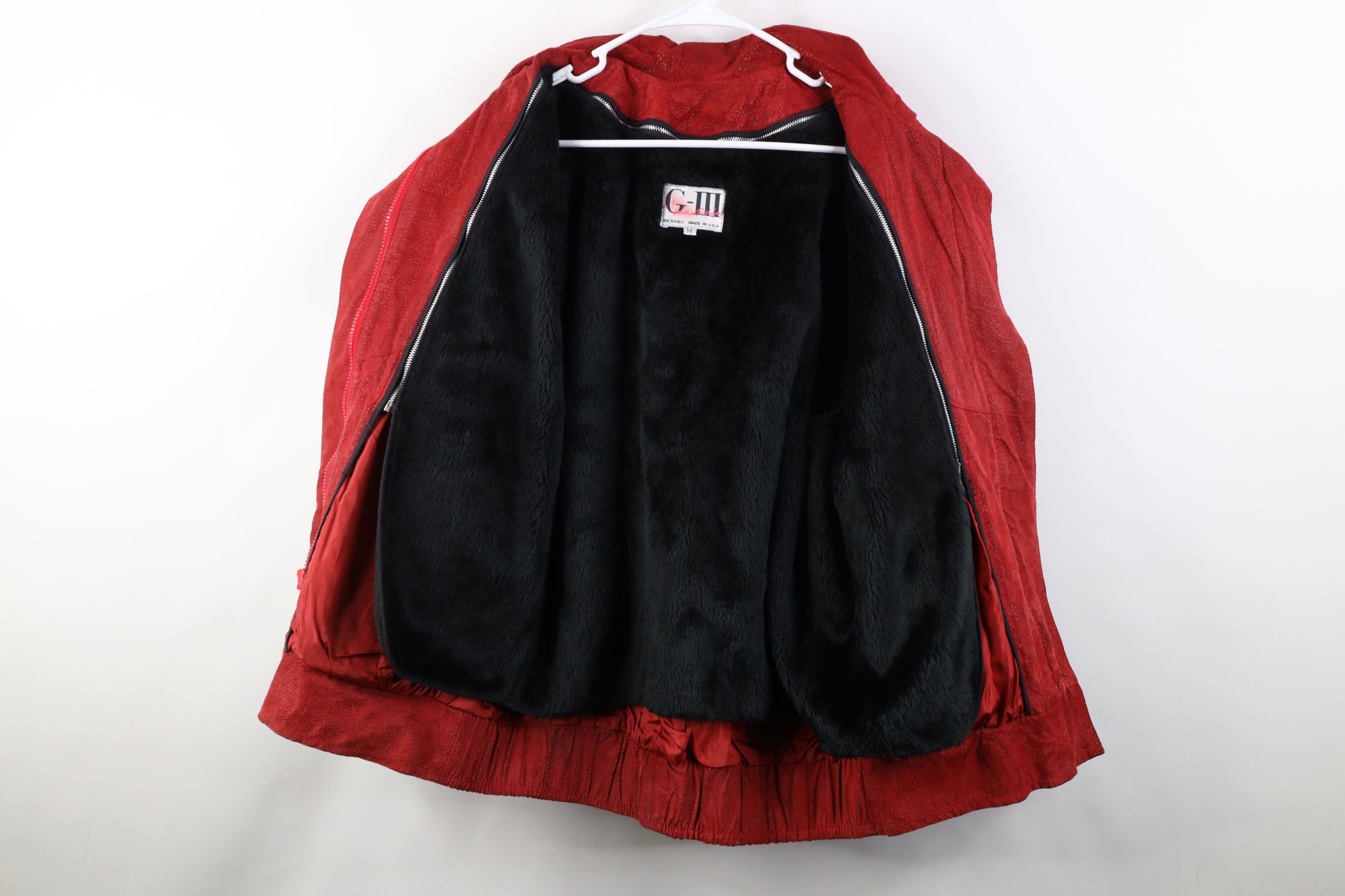 Vintage Vintage 90s Streetwear Leather Bomber Jacket Red USA Size M / US 6-8 / IT 42-44 - 10 Thumbnail