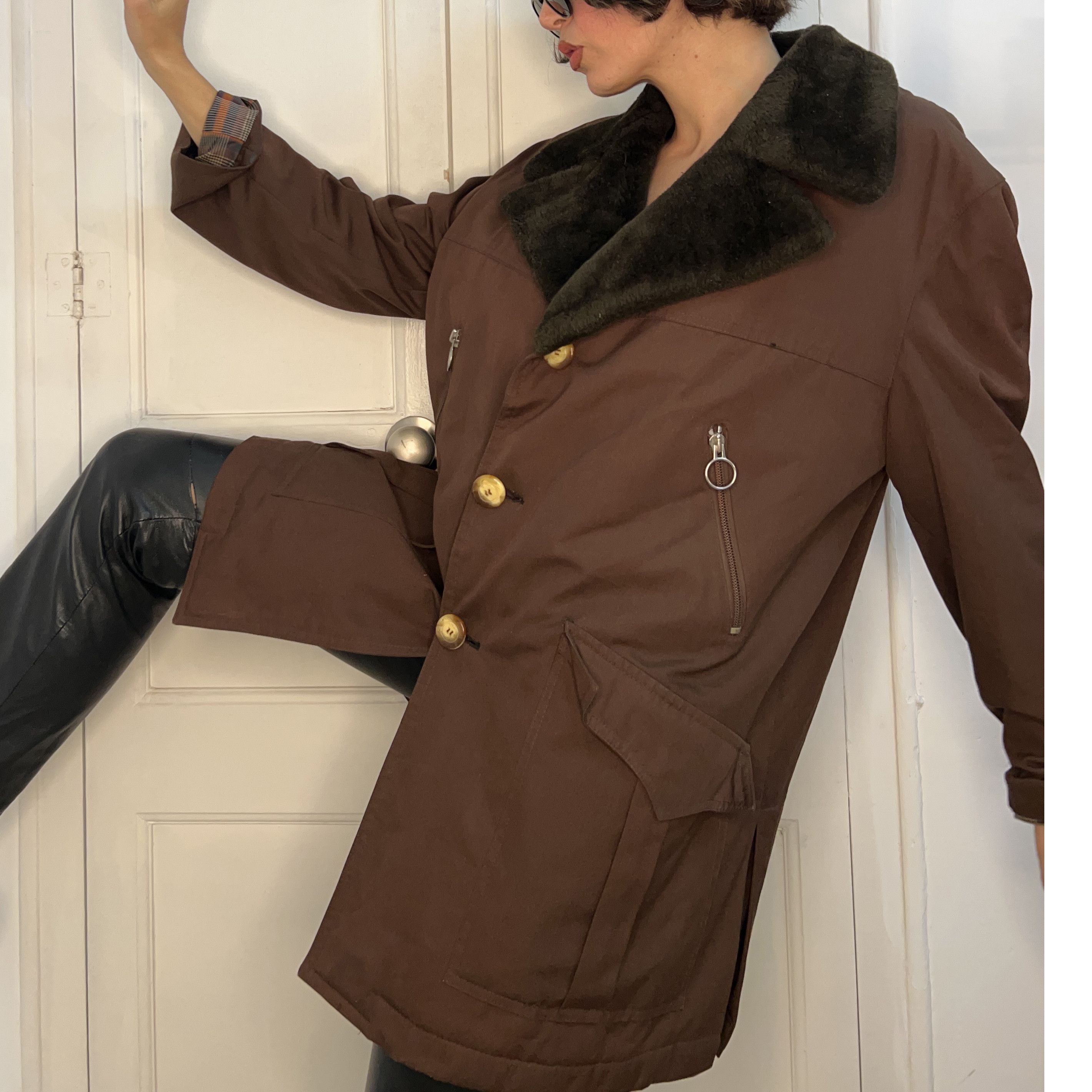 Vintage Vintage 70s Brown Tergal Jacket Size XL / US 12-14 / IT 48-50 - 8 Thumbnail
