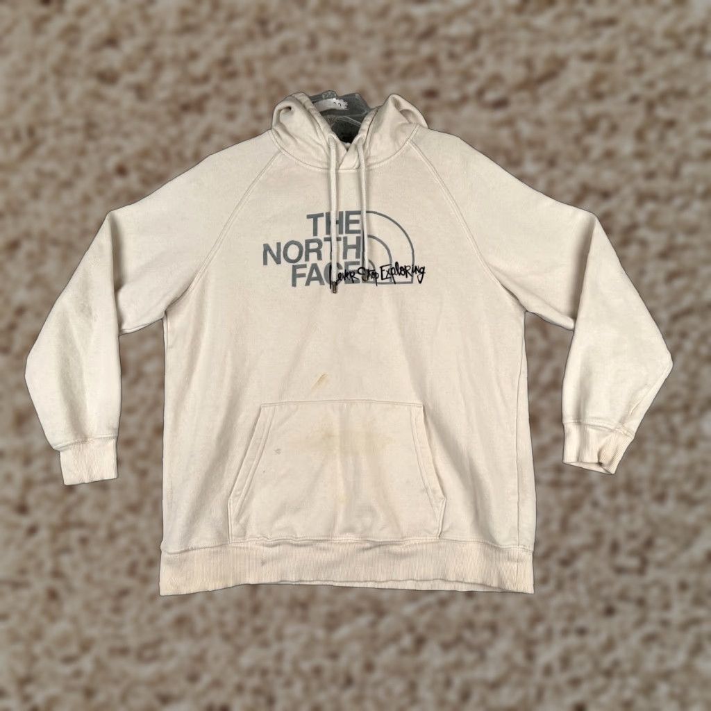 The North Face The North Face Hoodie Women L Beige Pullover Logo Front Pocket Regular Size Jersey Fabric READ Size L / US 10 / IT 46 - 1 Thumbnail