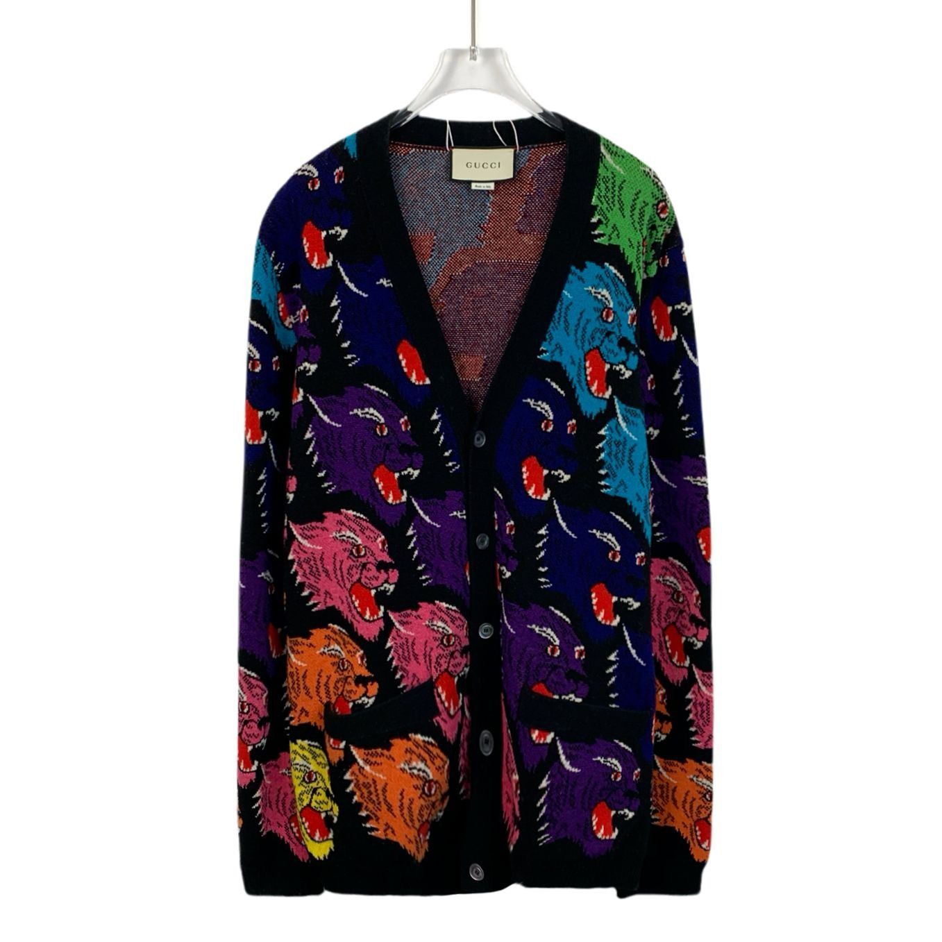 Gucci Gucci Multicolor Tiger Pattern Wool Cardigan Made In Italy Size L / US 10 / IT 46 - 1 Thumbnail