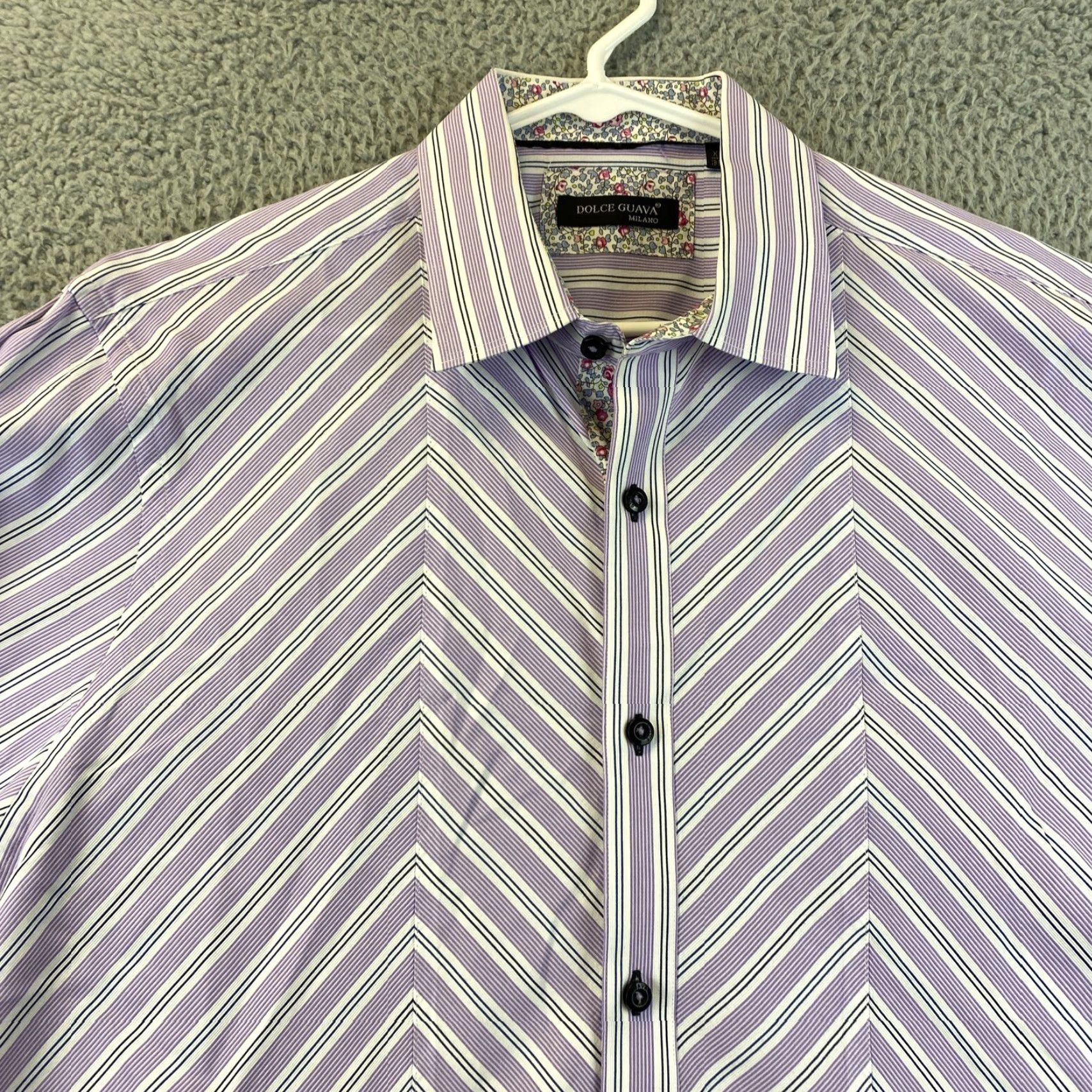 Vintage DOLCE GUAVA Striped Button-Up Shirt 2XL Purple Long Sleeve Mens Size US XXL / EU 58 / 5 - 3 Thumbnail