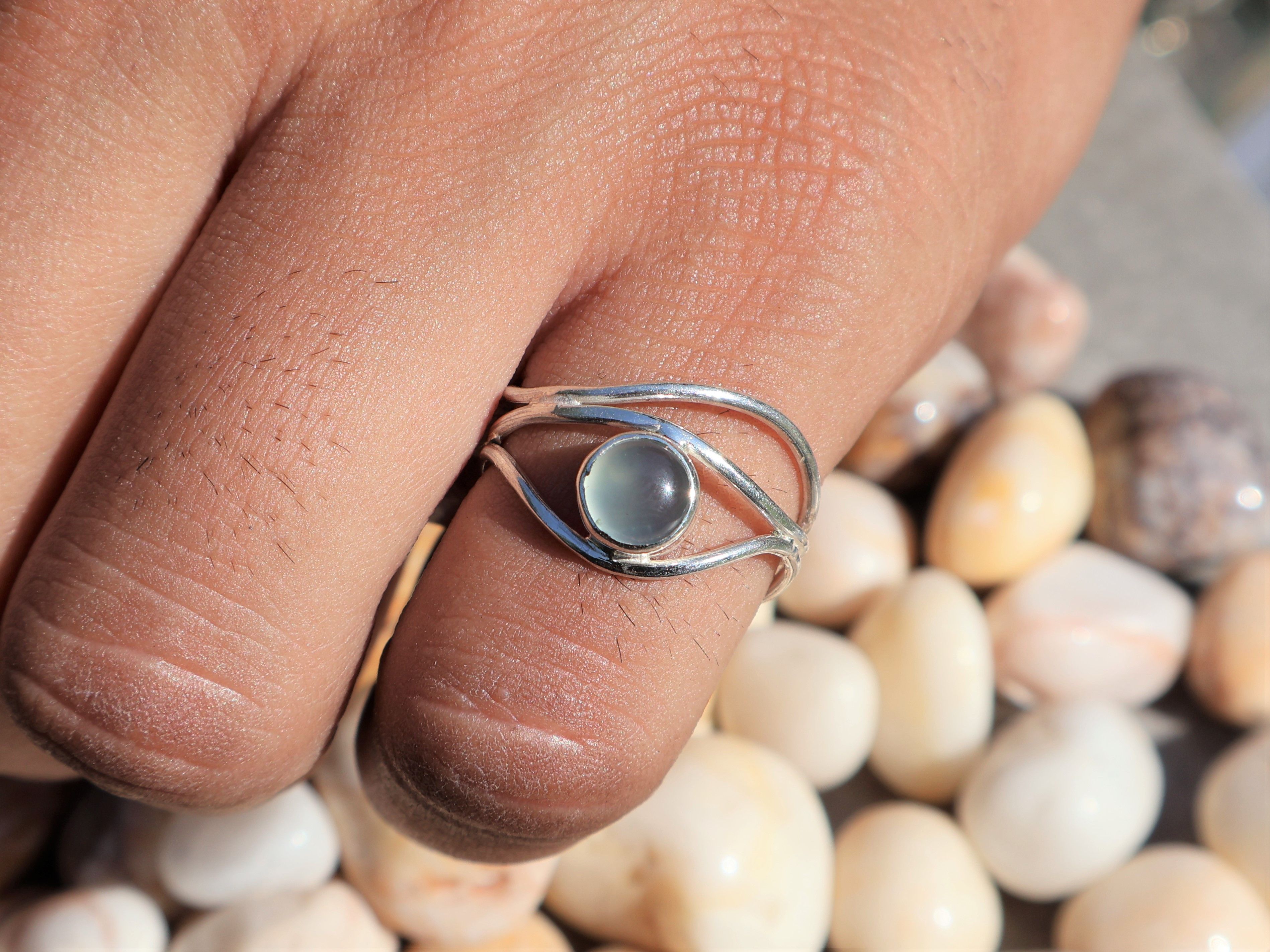 Handmade Aqua Chalcedony Ring, Sterling Silver Handmade Women Ring, Size ONE SIZE - 1 Thumbnail