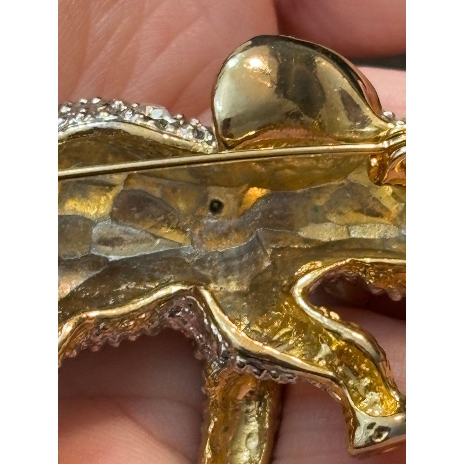 Other Vintage Rhinestone Elephant Brooch Gold Tone Unsigned Size ONE SIZE - 5 Thumbnail
