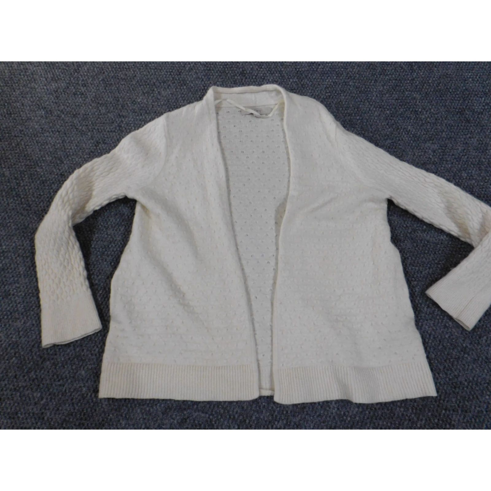 Loft LOFT Cardigan Sweater White L Womens Mock Neck Knit Wool Rayon Stretch Casual Modern Regular Size L / US 10 / IT 46 - 3 Thumbnail