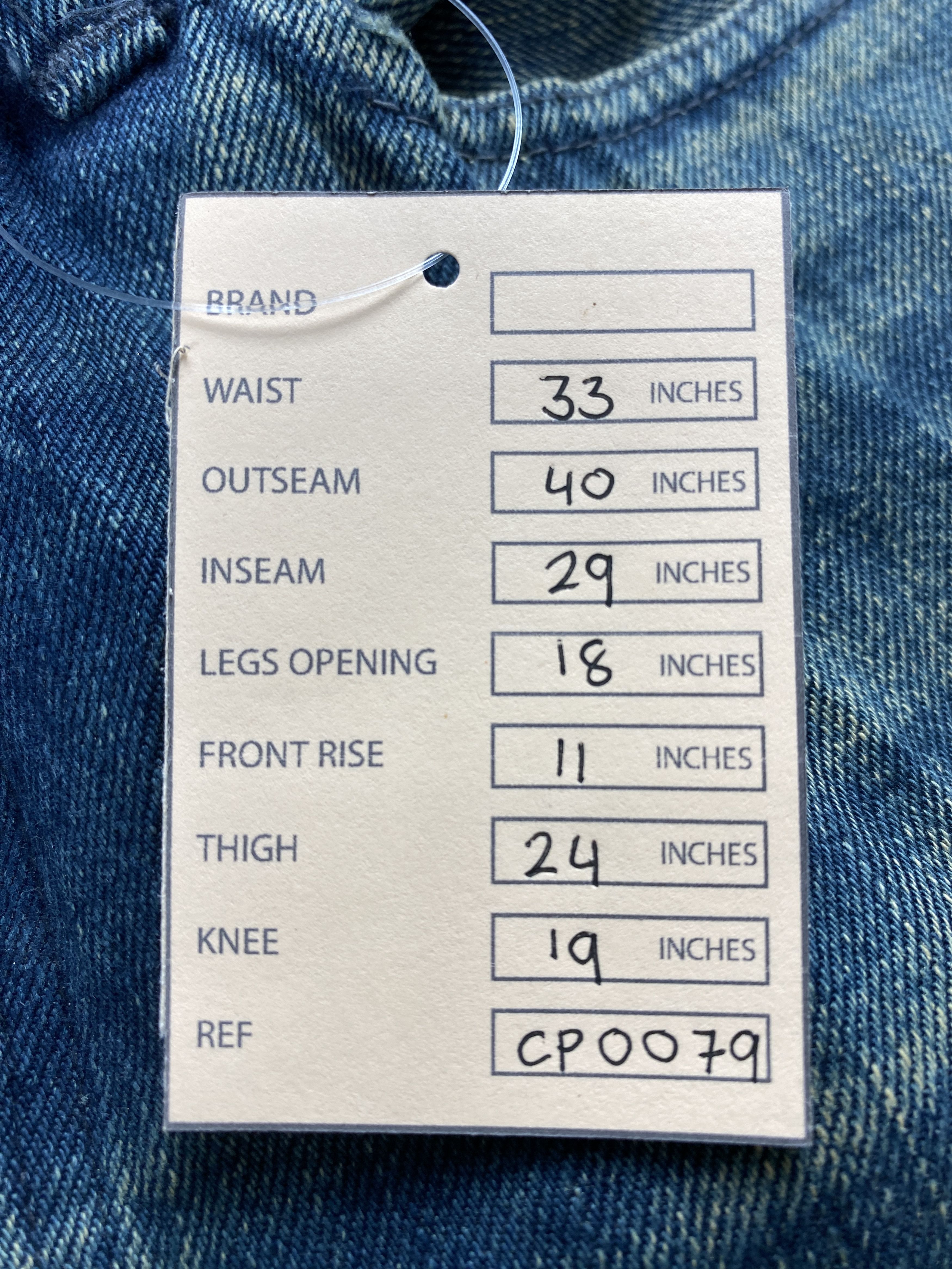 Vintage 💢 Selvedge Vintage R Faded Blue Jeans CP0079 Size US 33 - 15 Thumbnail