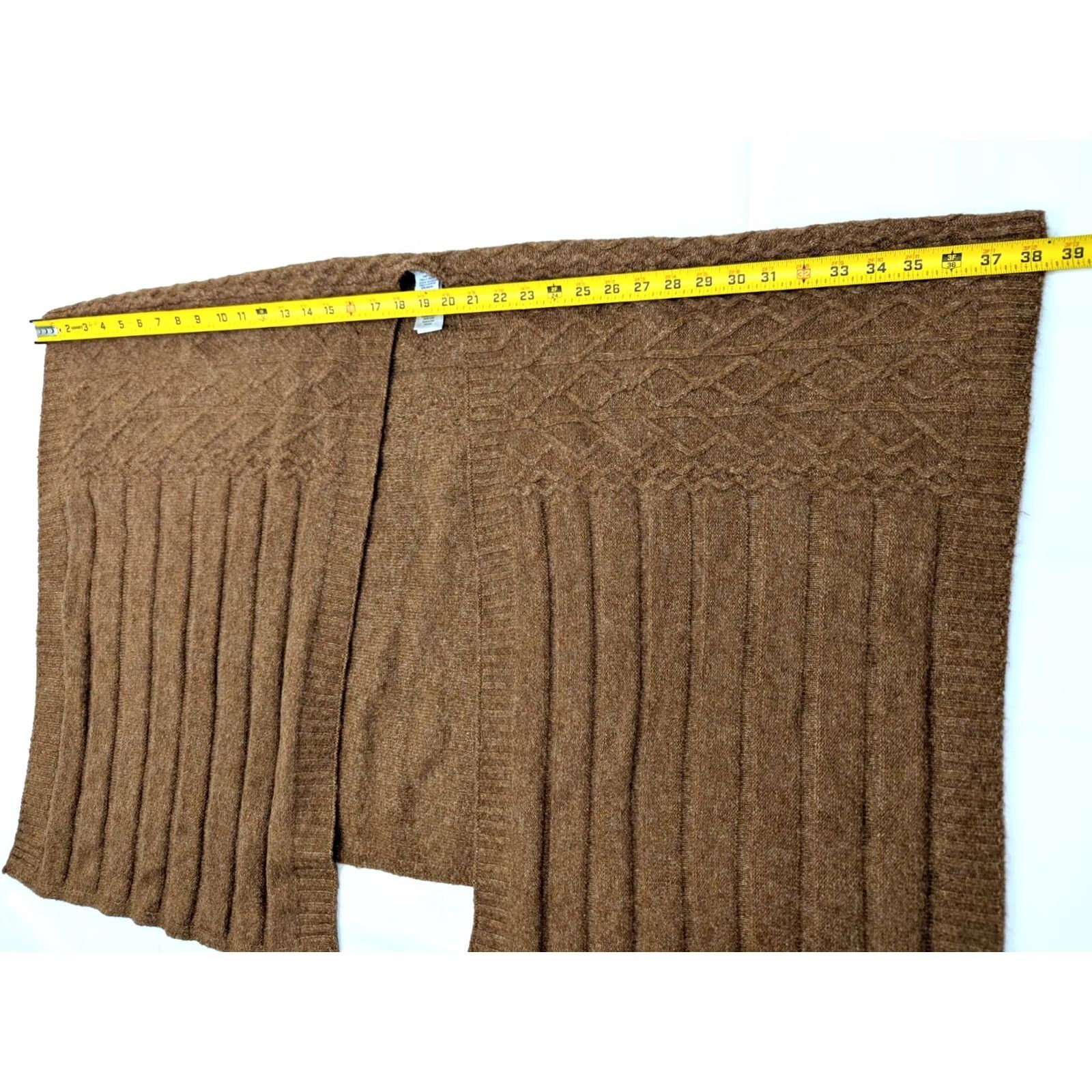 Vintage Cupcakes & Cashmere Cable Knit Poncho Cape Brown One Size Open Front Cozy Boho Size ONE SIZE - 7 Thumbnail