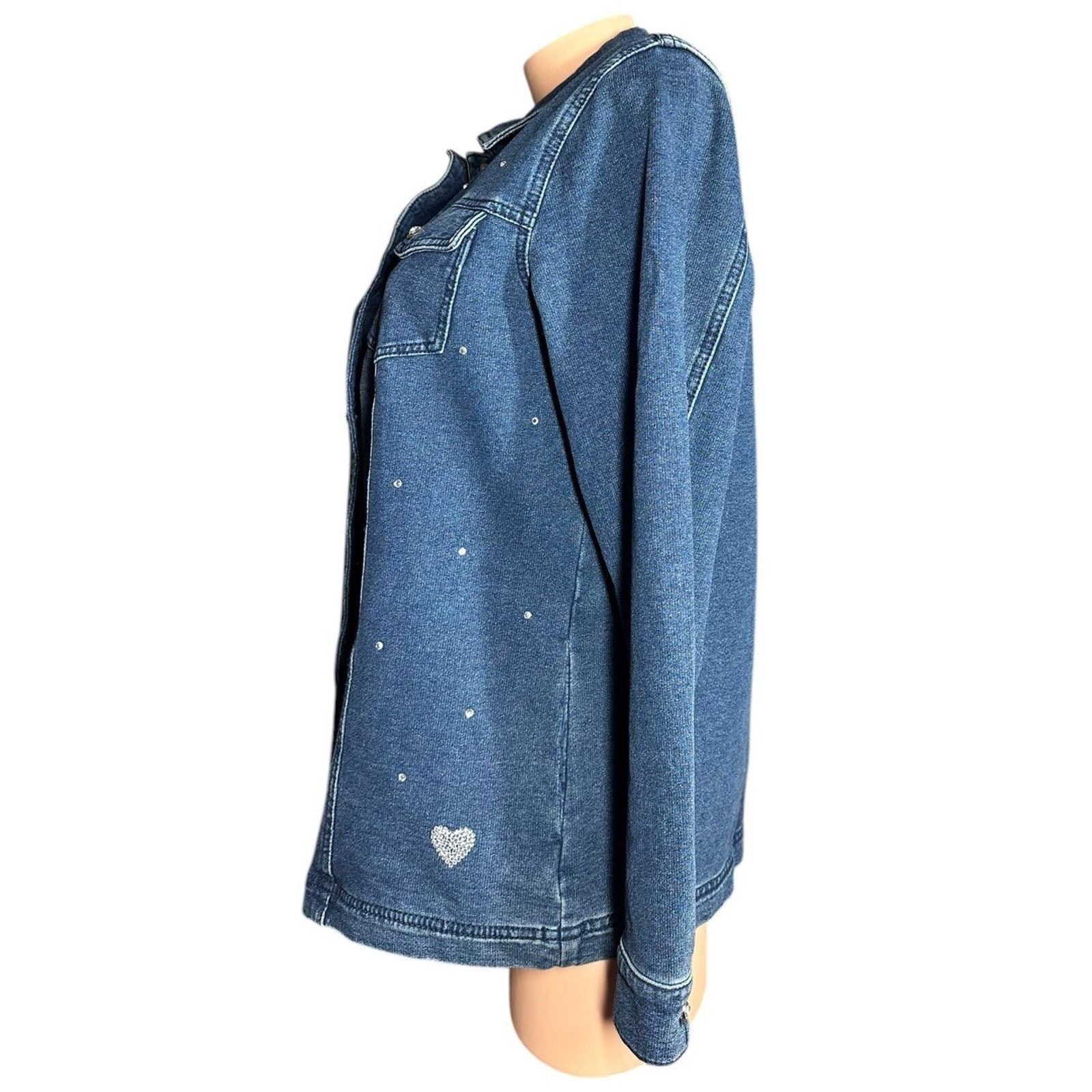 Other Quacker Factory Dream Jeannes Rhinestone Denim Jean Jacket M Size M / US 6-8 / IT 42-44 - 5 Thumbnail