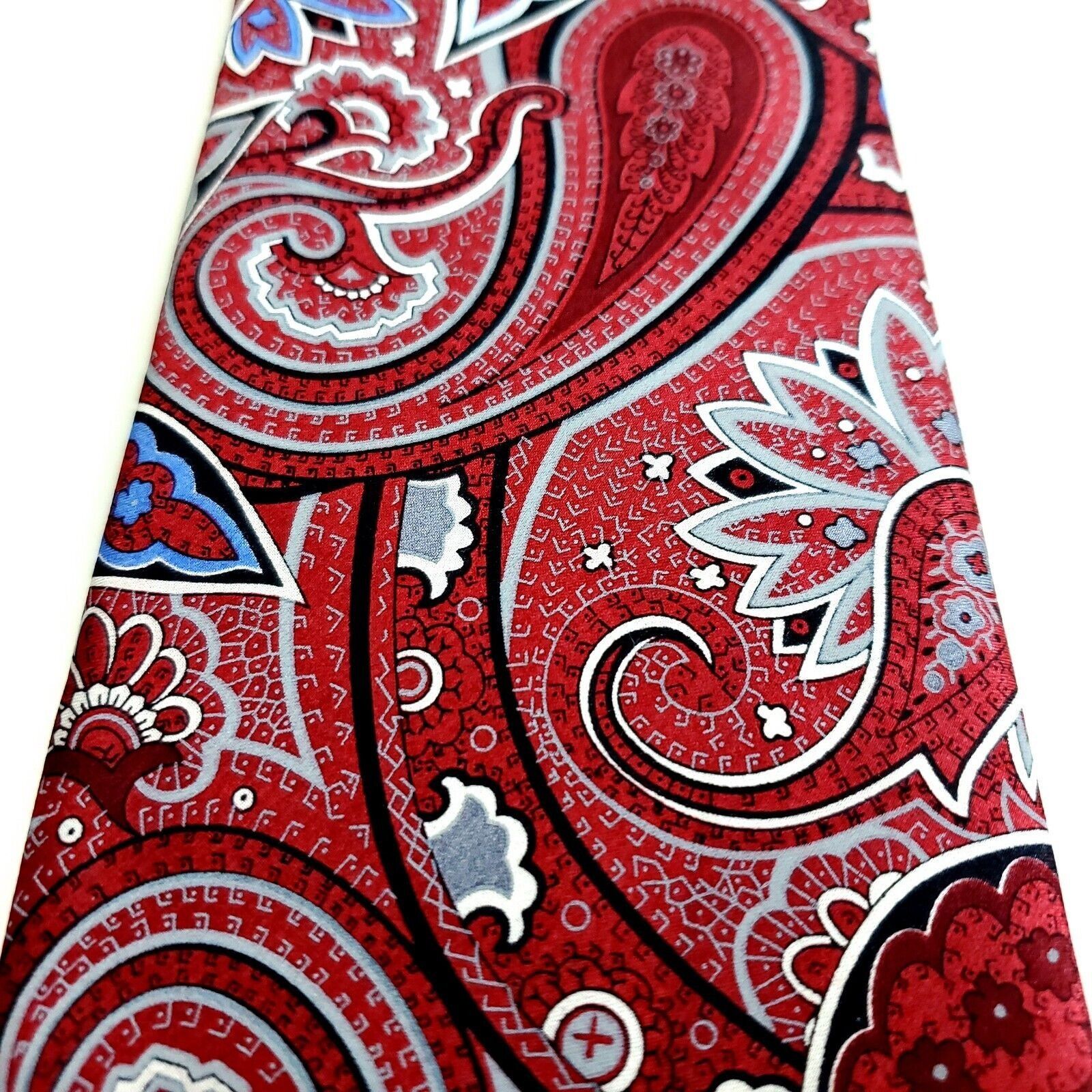 Designer Geoffrey Beene Red Paisley Print Silk Tie Size ONE SIZE - 2 Thumbnail