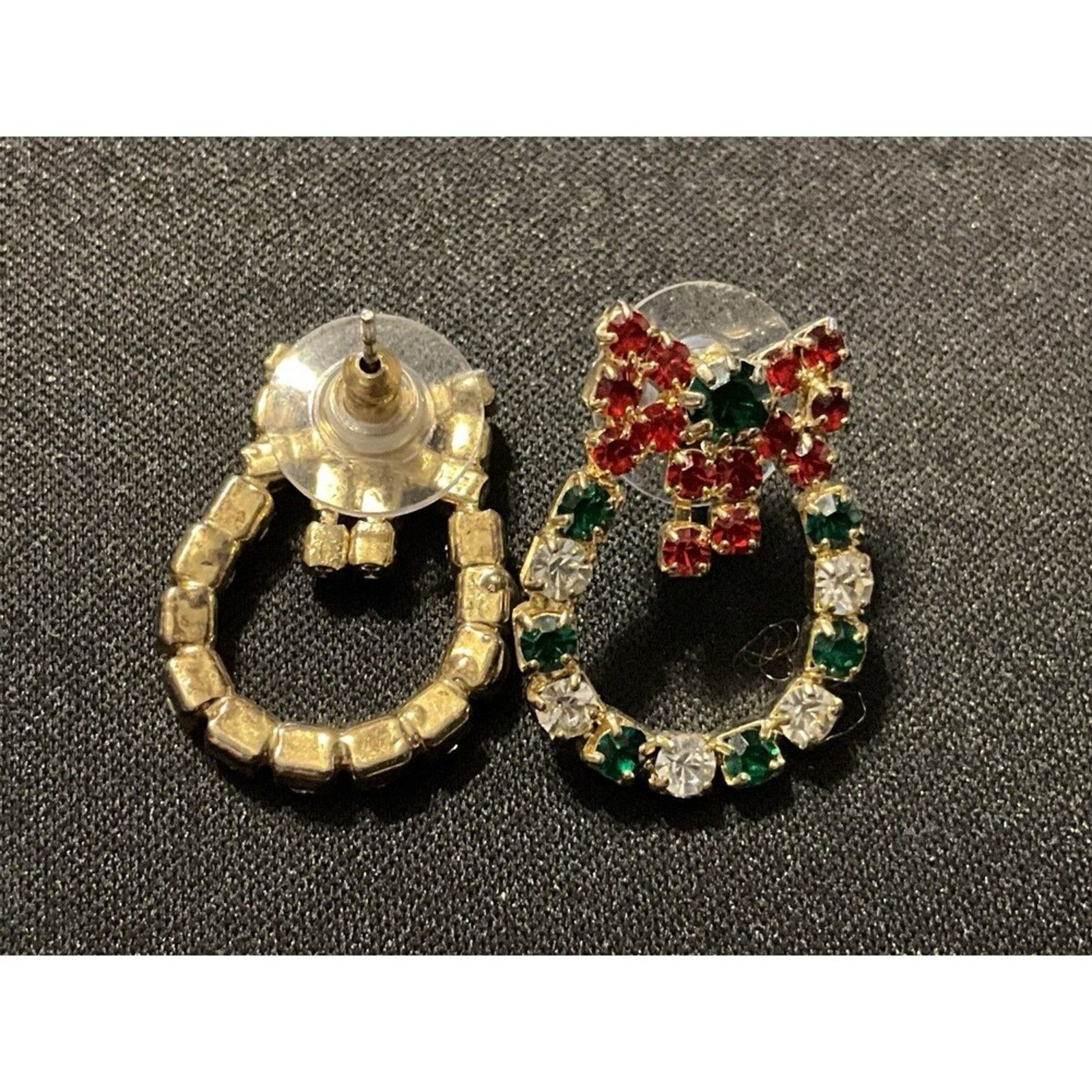 Other Christmas Wreath W/ Bows Crystal Post Earrings Size ONE SIZE - 5 Thumbnail