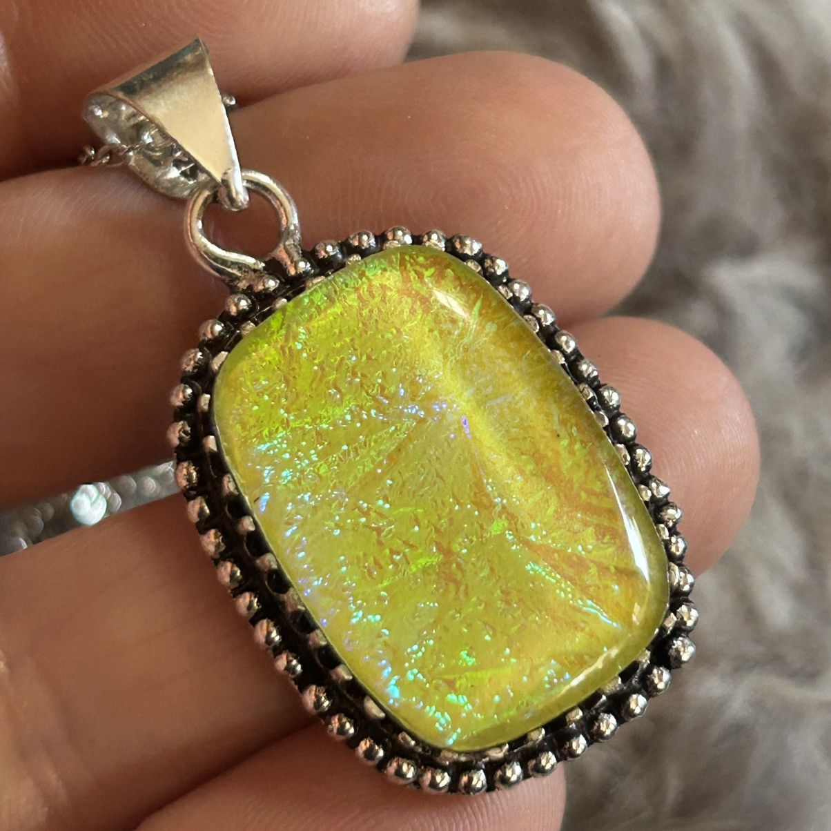 Handmade Handcrafted simulated opal dogtooth 925 sterling necklace Size ONE SIZE - 5 Thumbnail