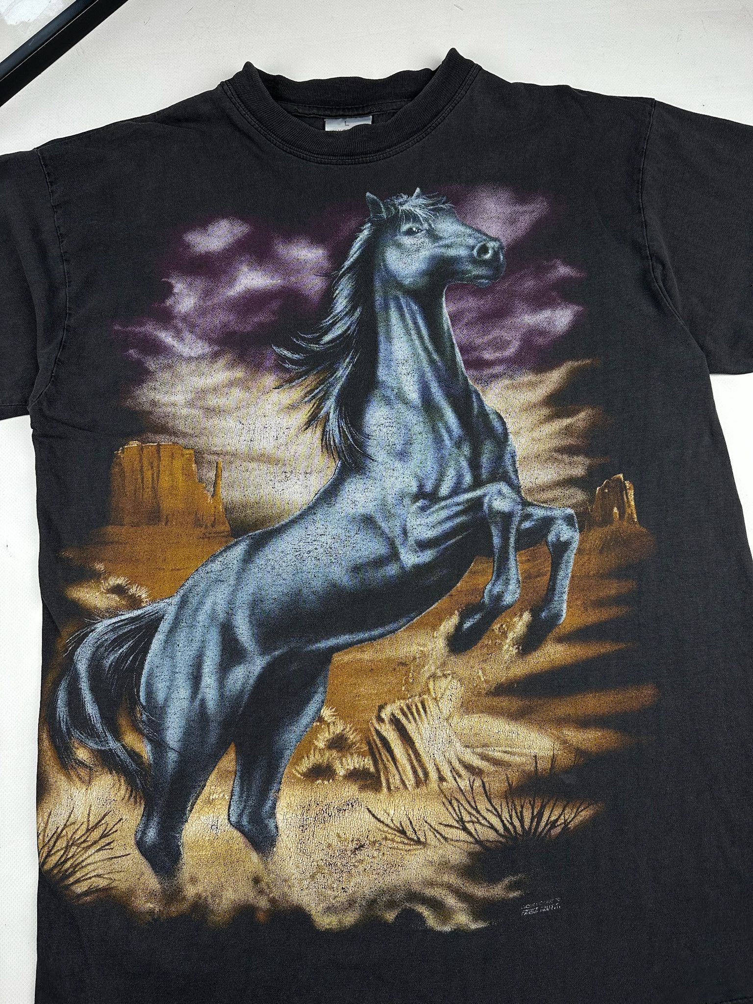 Vintage Vintage Art Horse T Shirt Big Print 90s Animals Rare Size US L / EU 52-54 / 3 - 2 Thumbnail