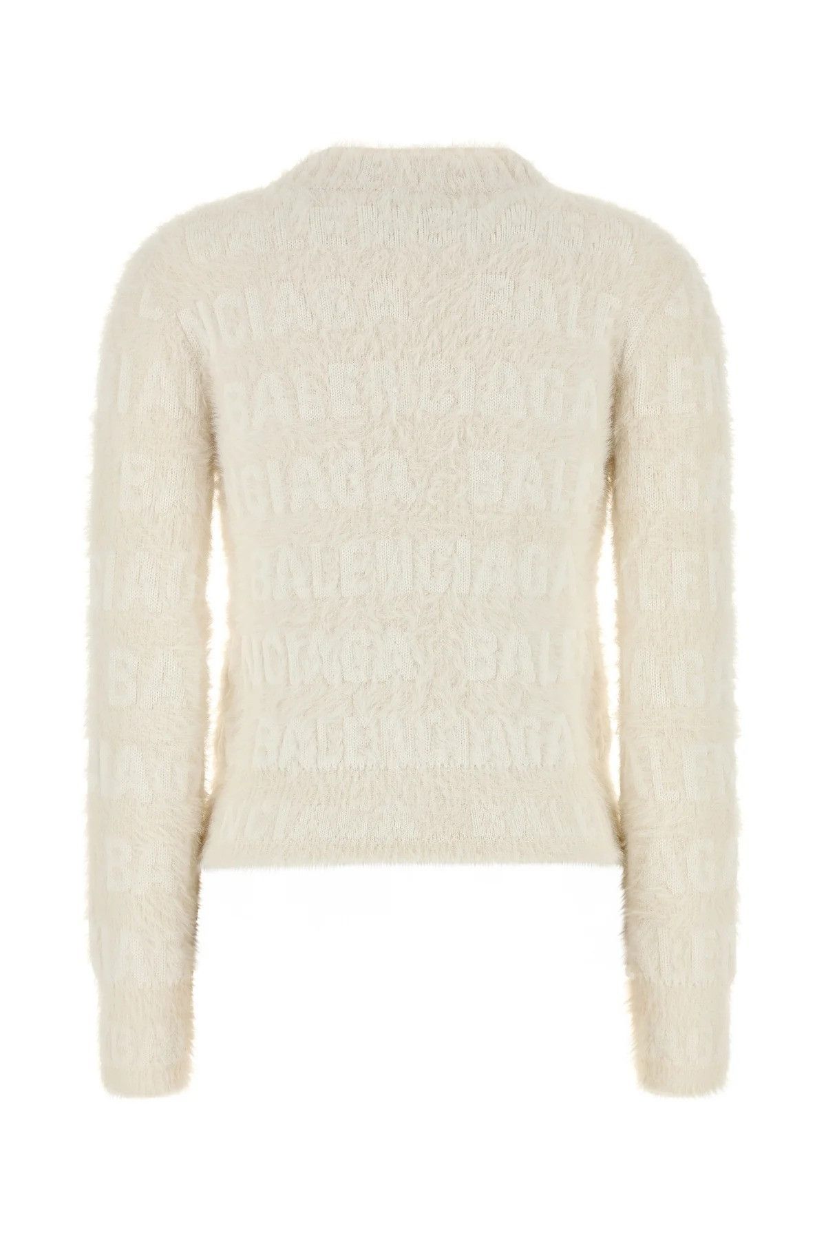 Balenciaga o1s1rm1225 Allover Furry Fitted Sweater Beige Size M / US 6-8 / IT 42-44 - 2 Thumbnail