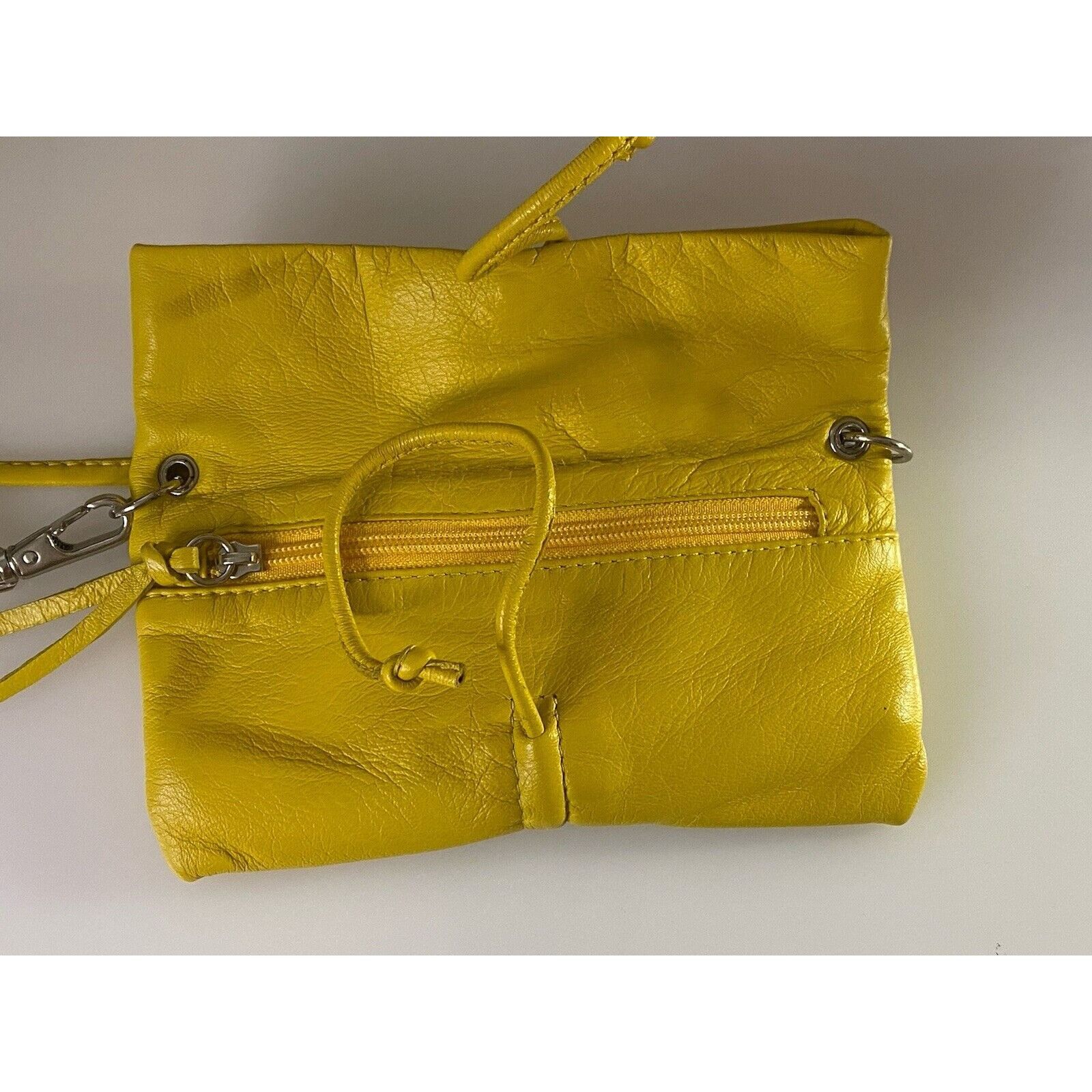 Vintage Arezzo Yellow Leather Small Crossbody Shoulder Bag Clutch Ad Size ONE SIZE - 21 Thumbnail