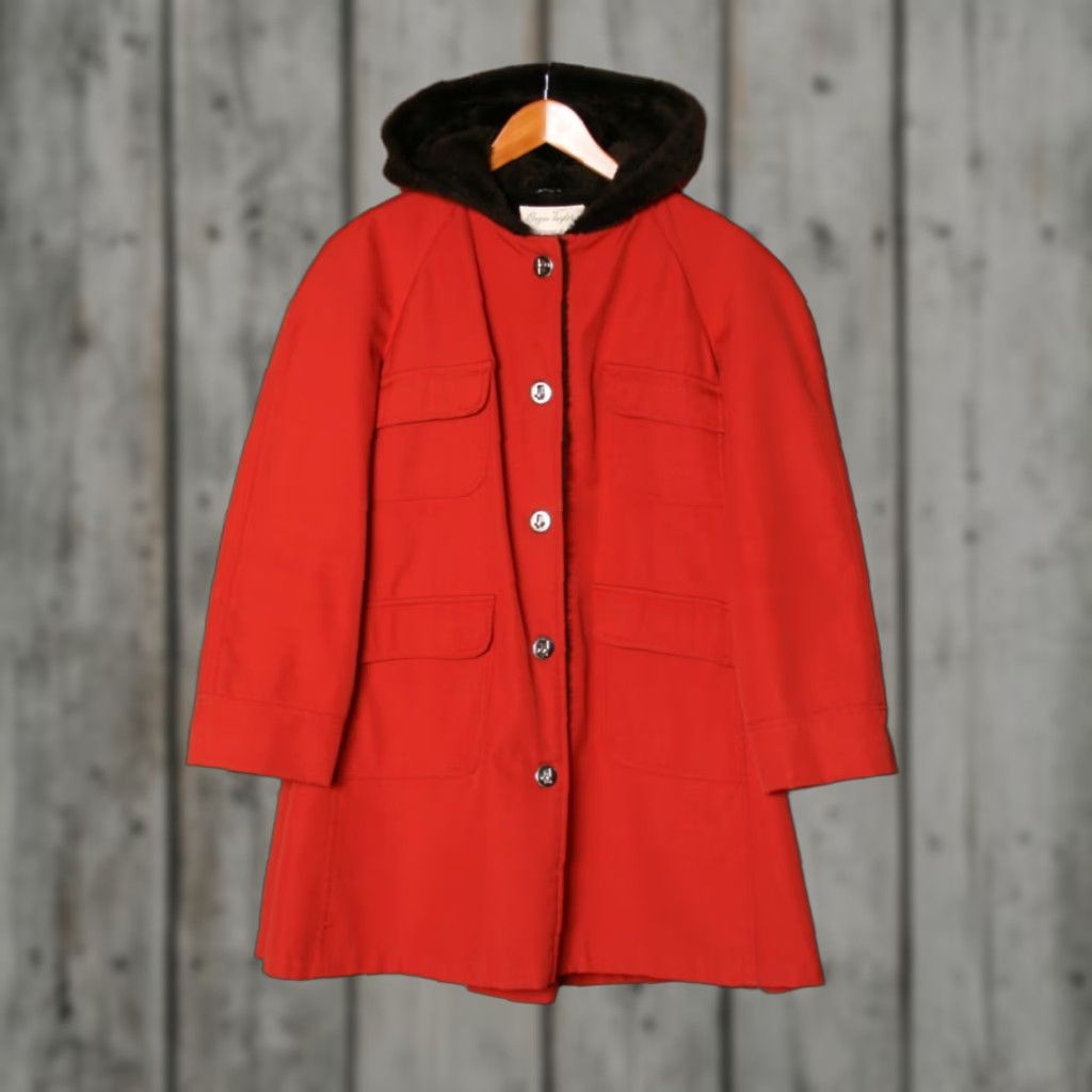 Vintage VINTAGE Wayne Taylor Red Faux Fur Lined Hooded Commuter Coat Women's Sz. 14-16 / 16 / Red / Coat / Parka / Womens Size XXL / US 16-18 / IT 52-54 - 1 Thumbnail