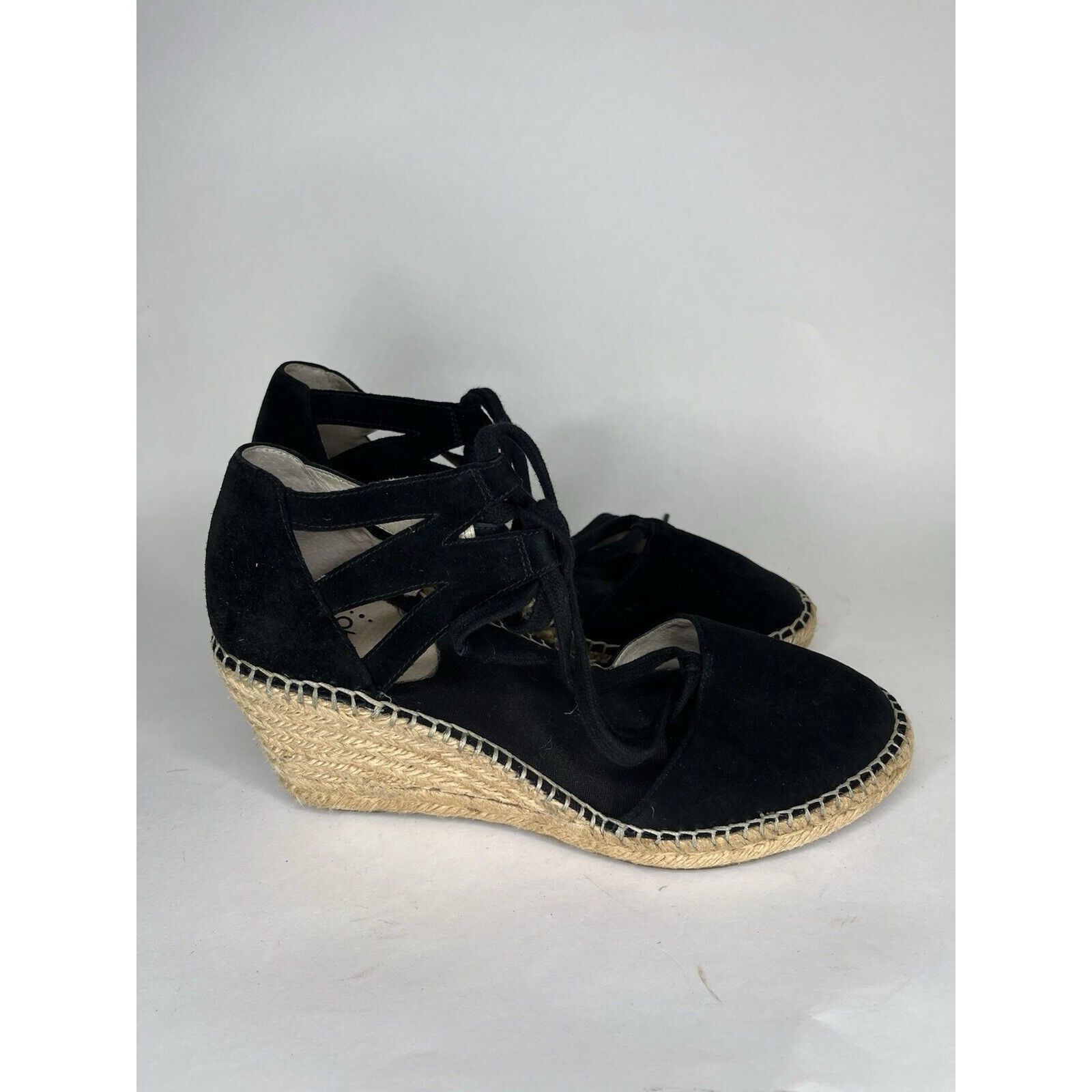 Other Abeo Black Suede Leather Lace Up Espadrilles Wedges Sandals Size US 9 / IT 39 - 9 Thumbnail