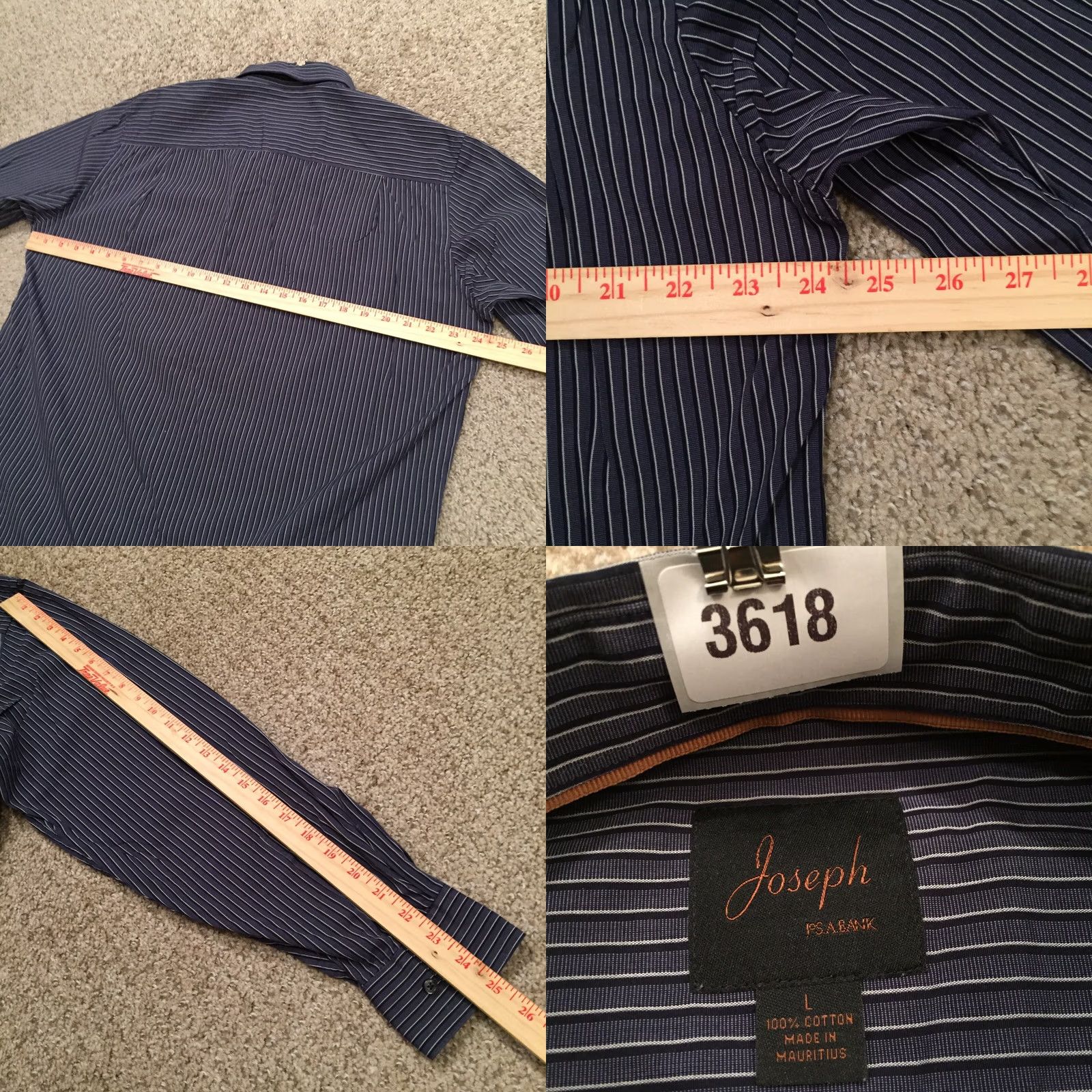 Jos. A. Bank Jos. A. Bank Shirt Mens Large Blue Striped Long Sleeve Button Up Size US L / EU 52-54 / 3 - 8 Thumbnail