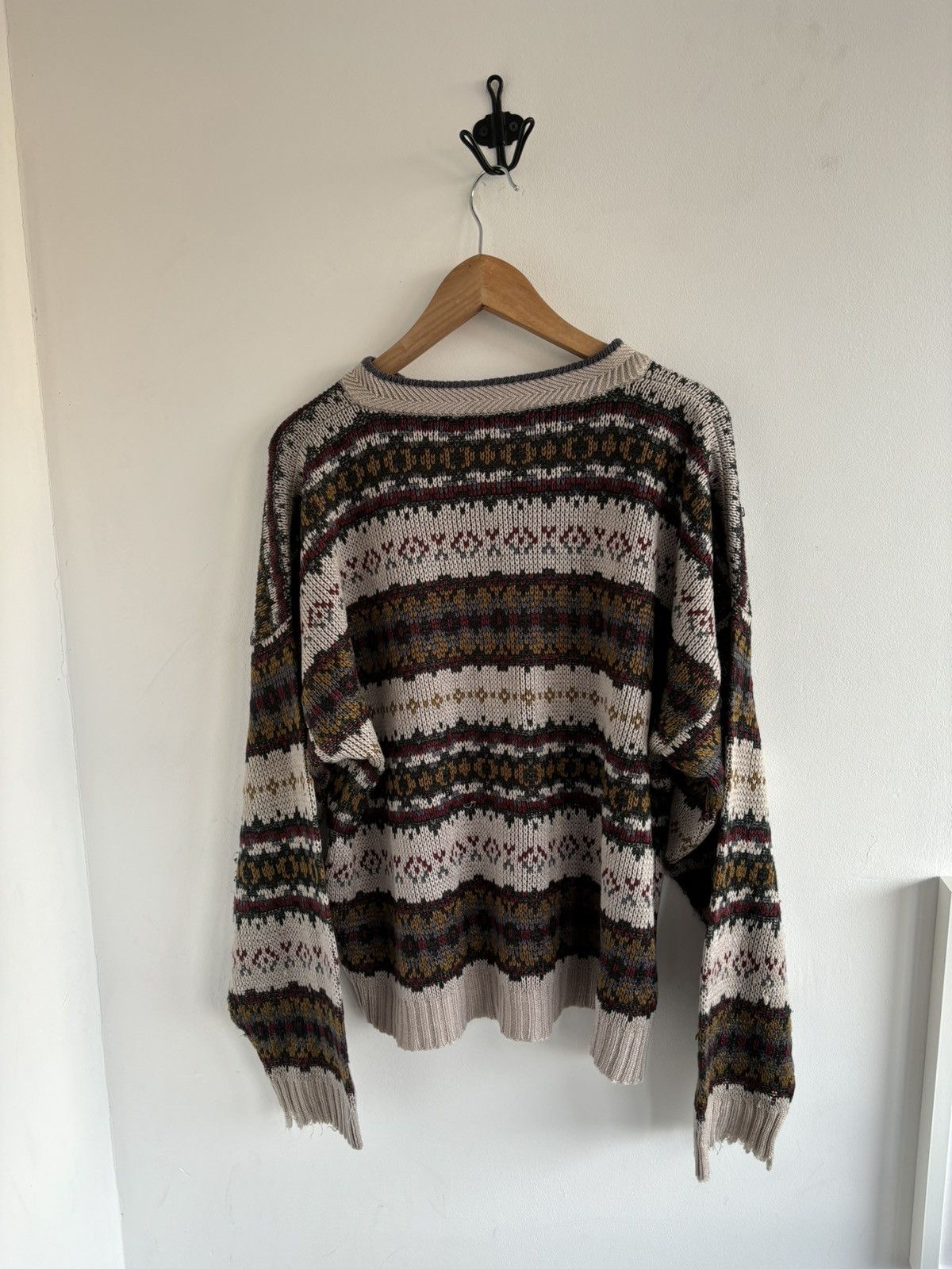 Japanese Brand Vintage Avant Garde Pattern Boxy Distressed Sweater Size US L / EU 52-54 / 3 - 2 Thumbnail