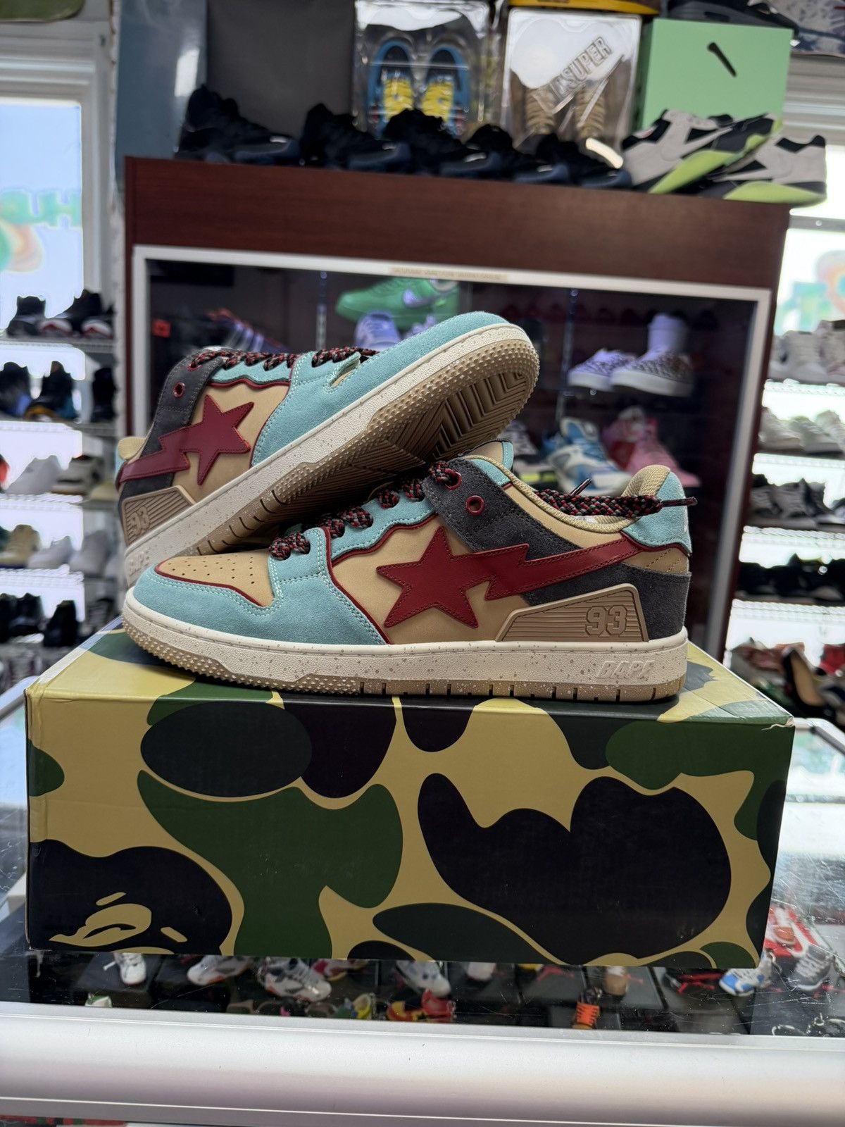 Bape Bape Skateskas (Beige/teal/marroon) Size US 10 / EU 43 - 1 Thumbnail
