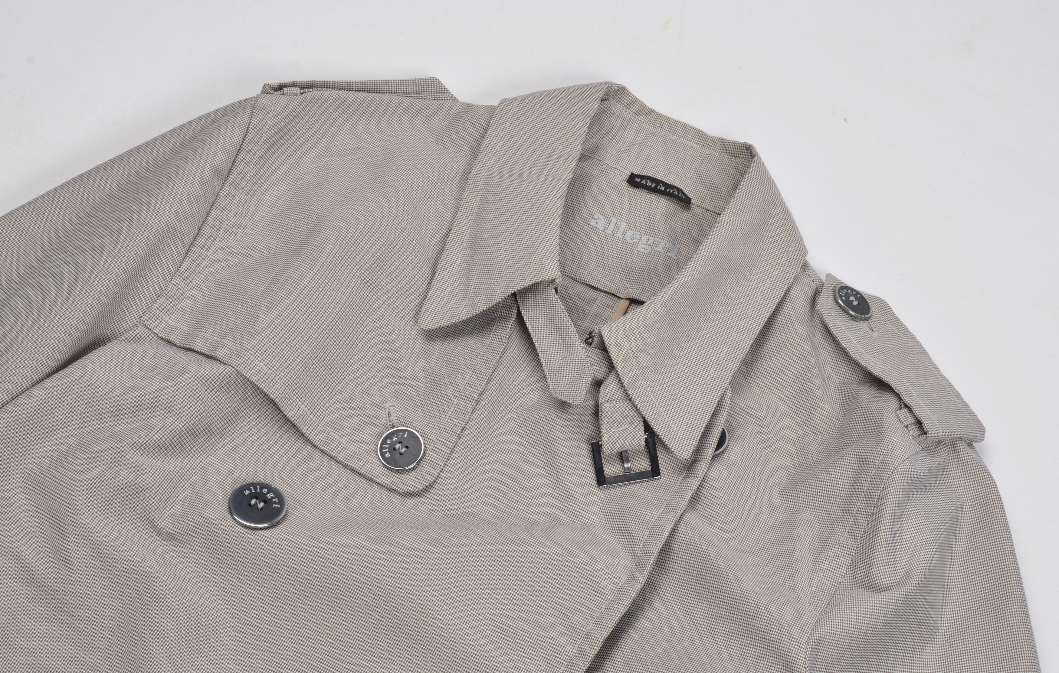 Allegri Men's Allegri Belted Gray Double Breasted Trench Coat Size US M / EU 48-50 / 2 - 2 Thumbnail