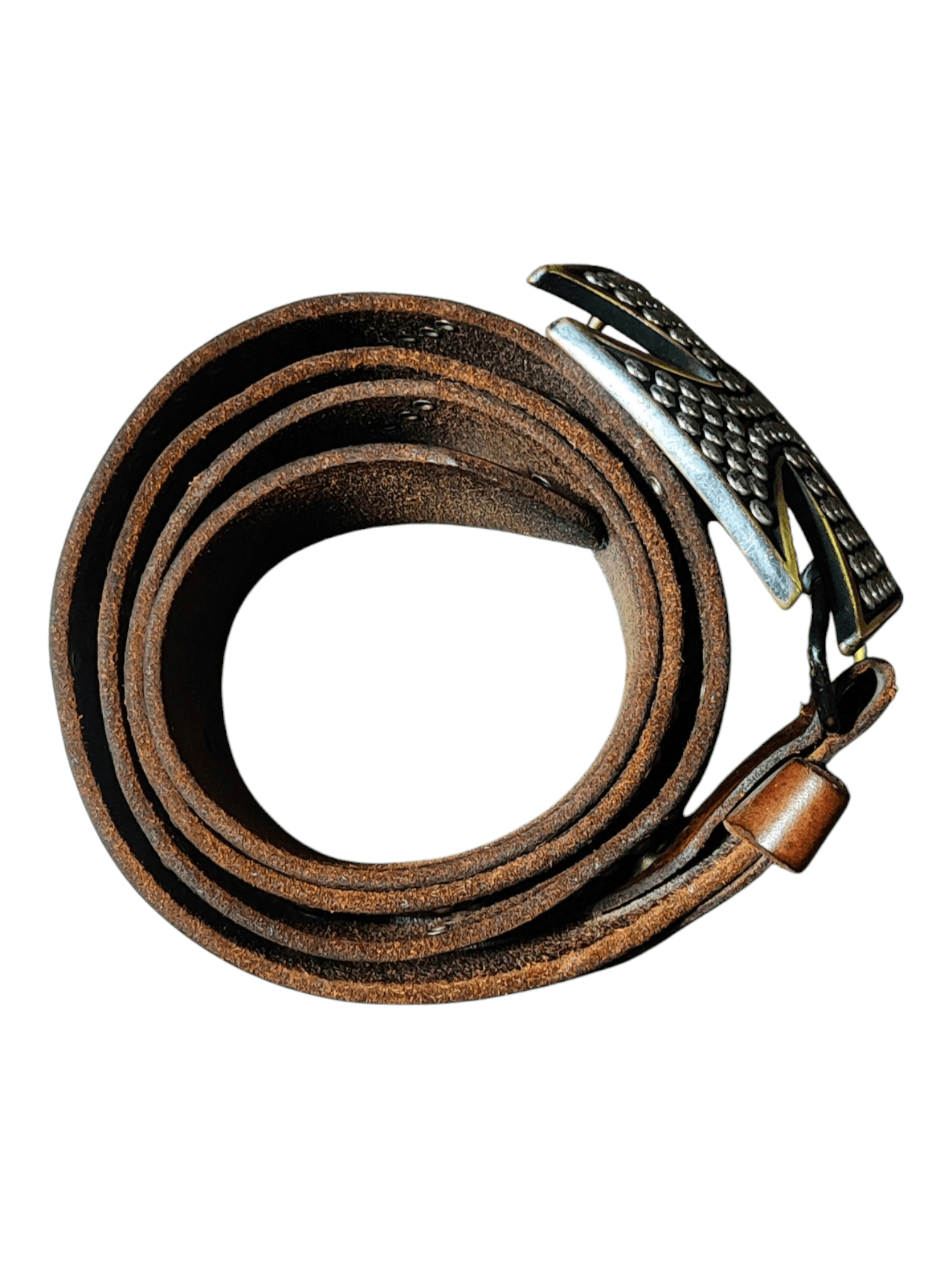 Japanese Brand BIGTRAIN Japan Iron Cross Buckle Genuine Leather Belt Size 38 - 7 Thumbnail