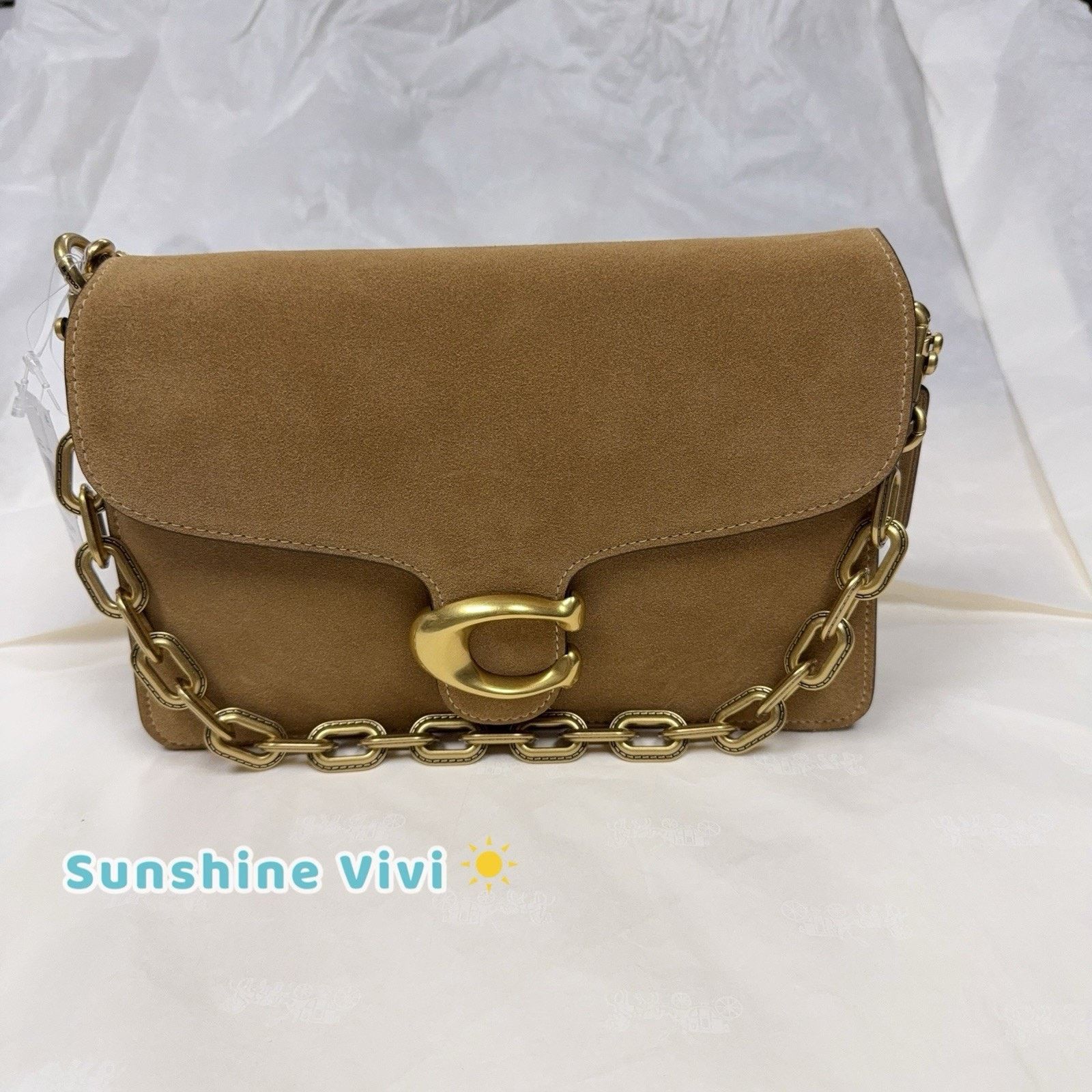 Coach NWT Coach Chain Tabby Shoulder/Hand Suede Chain Sand CAN13 Size ONE SIZE - 1 Thumbnail