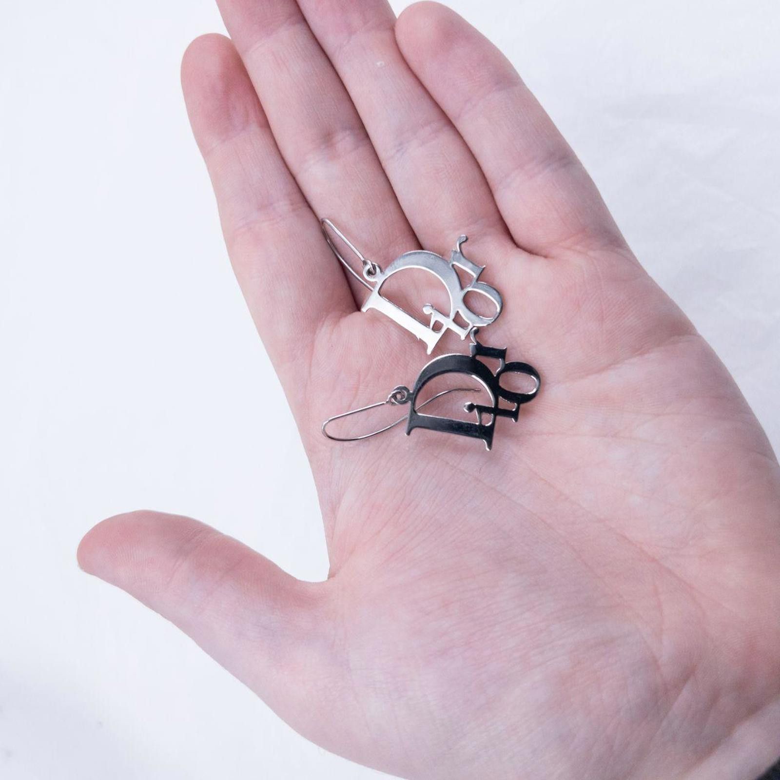 Dior Vintage 2000s Dior Silver Logo Earrings Size ONE SIZE - 5 Thumbnail