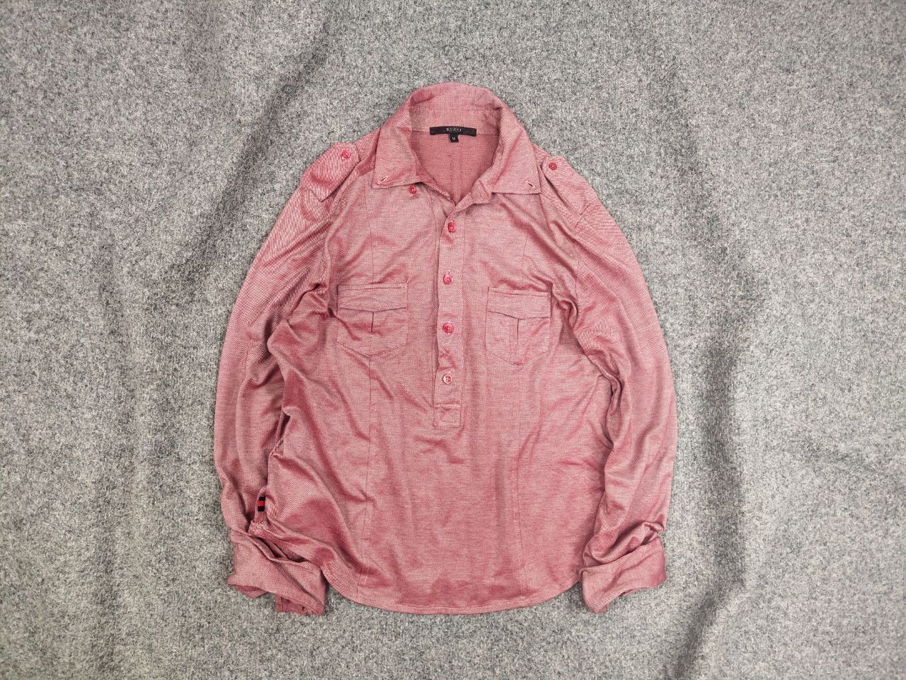 Gucci Vintage '08 Gucci glossy red 1/4 button Long sleeve Shirt Size M / US 6-8 / IT 42-44 - 2 Thumbnail