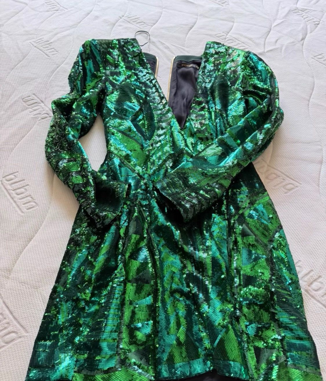 balmain h&m green dress Balmain x Sequined Women'sD1 Back zipper