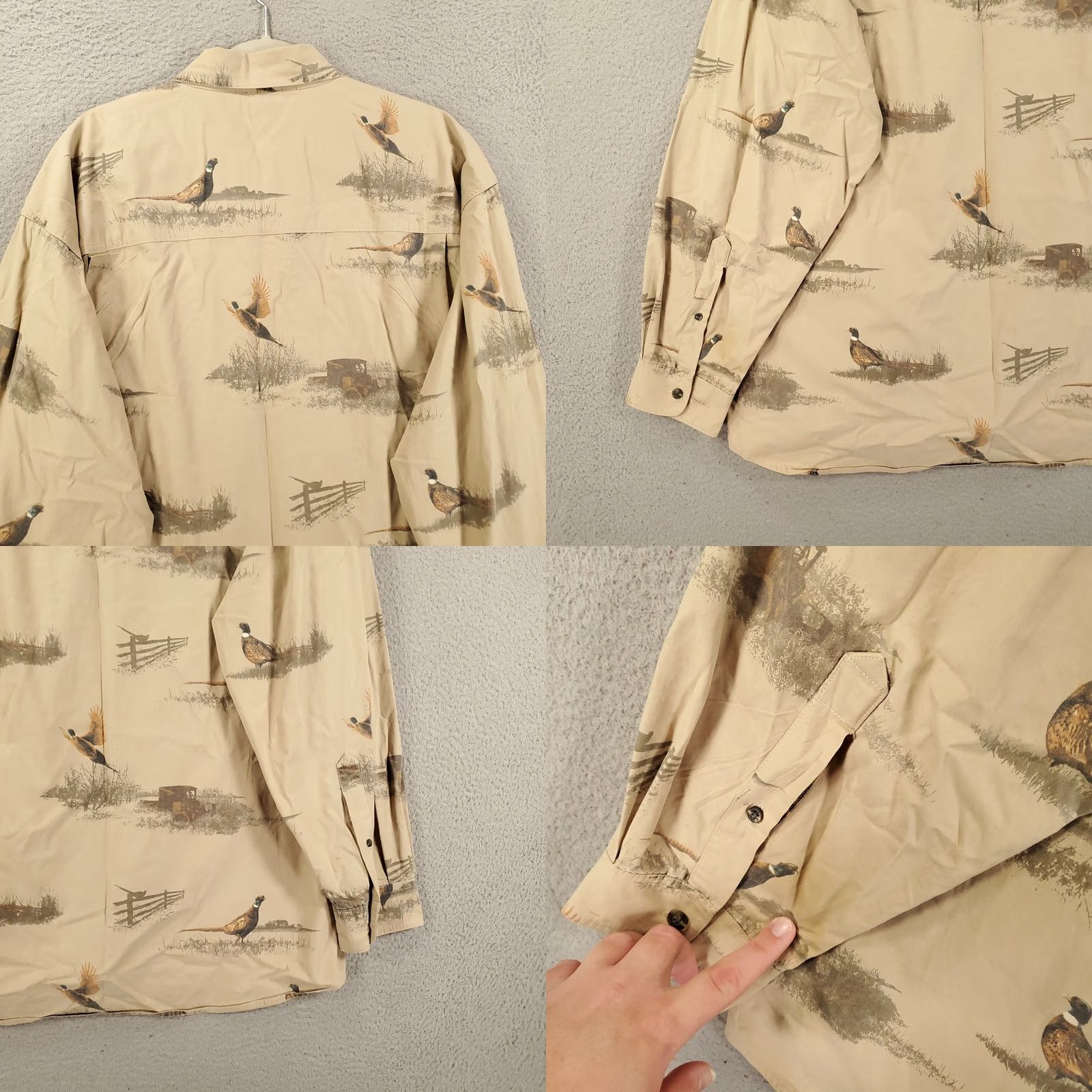 Vintage Columbia River Lodge Shirt Mens XXL Beige Pheasant Graphic Print Button-Up Collared Long Sleeve Size US XXL / EU 58 / 5 - 9 Thumbnail