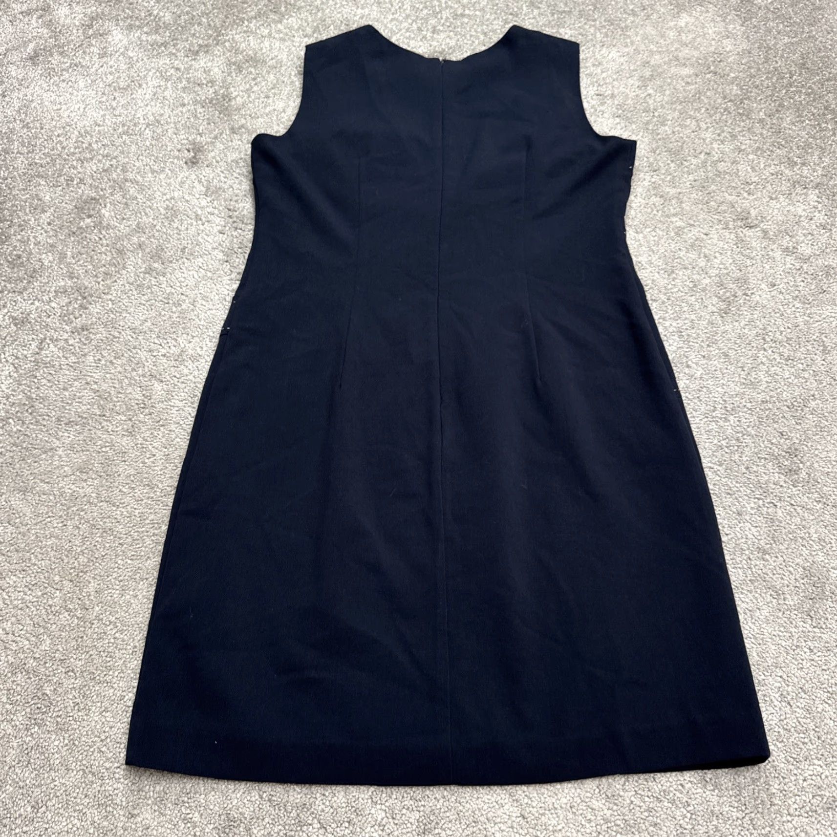 Vintage Tahari Dress Womens 10 Navy Blue Pearl Sleeveless Sheath Classic Workwear Career Size L / US 10 / IT 46 - 2 Thumbnail