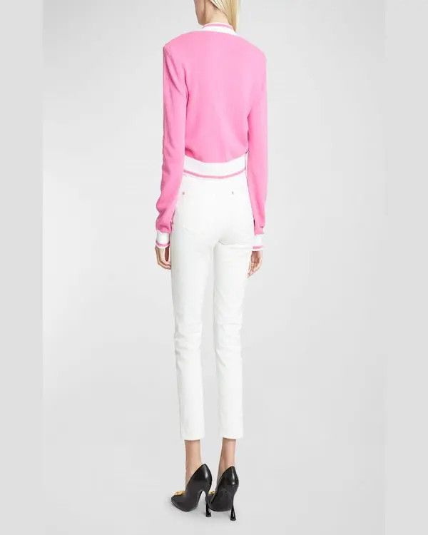 Balmain o1y0625 Cardigan in Pink/White Size L / US 10 / IT 46 - 5 Thumbnail