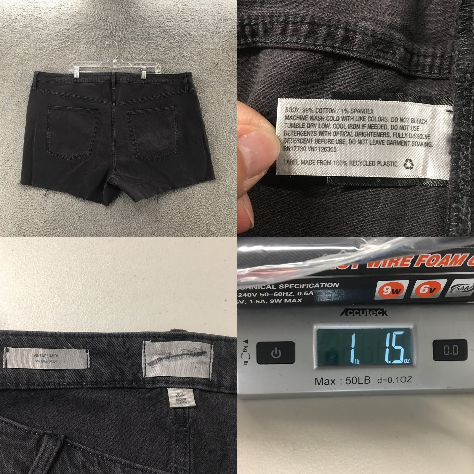 Vintage Universal Thread Womens Black Denim Midi Shorts 26W Plus Cut Off Raw Hem 5-Pocket Mid Rise Shorts Size 26" / US 2 / IT 38 - 8 Thumbnail