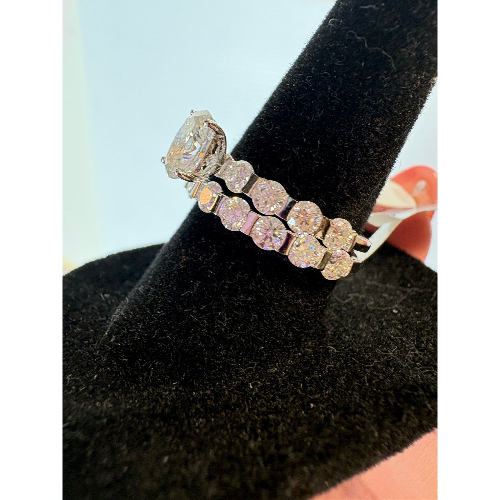 Jewelry Stunning 2CTW VVS1 D Graded Moissanite Ring Set - 925 Silver Size ONE SIZE - 3 Thumbnail