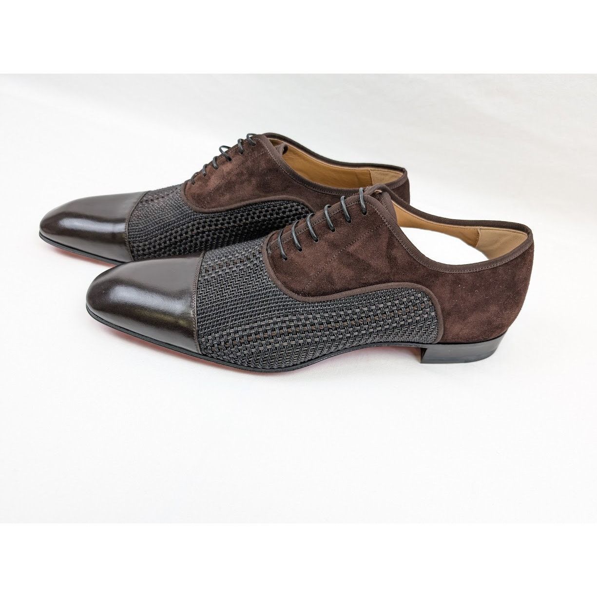 Christian Louboutin o1rshd1 Patent Calf Tresse Provence Lace Up Shoes Dark Brown Size US 11.5 / EU 44-45 - 18 Thumbnail