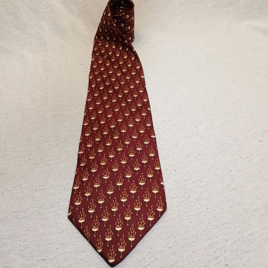 Brooks Brooks Basics Tie Burgundy Tie Geometric Pattern 2 0 Champaign Glass Silk 57" Classic Tie Men Carded Size ONE SIZE - 2 Thumbnail