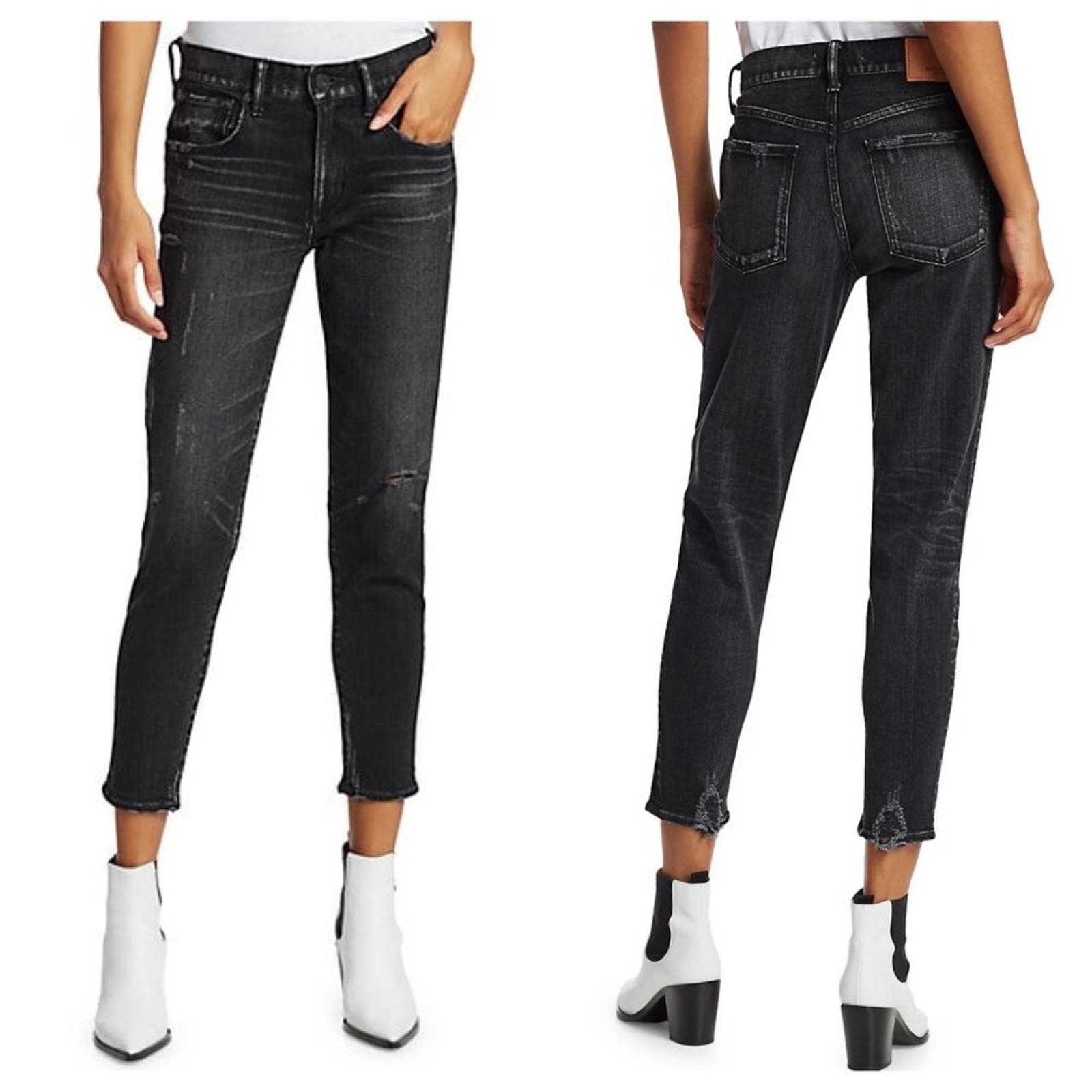image of Moussy Vintage Velma Black Distressed Skinny Jean, Women's (Size 24)