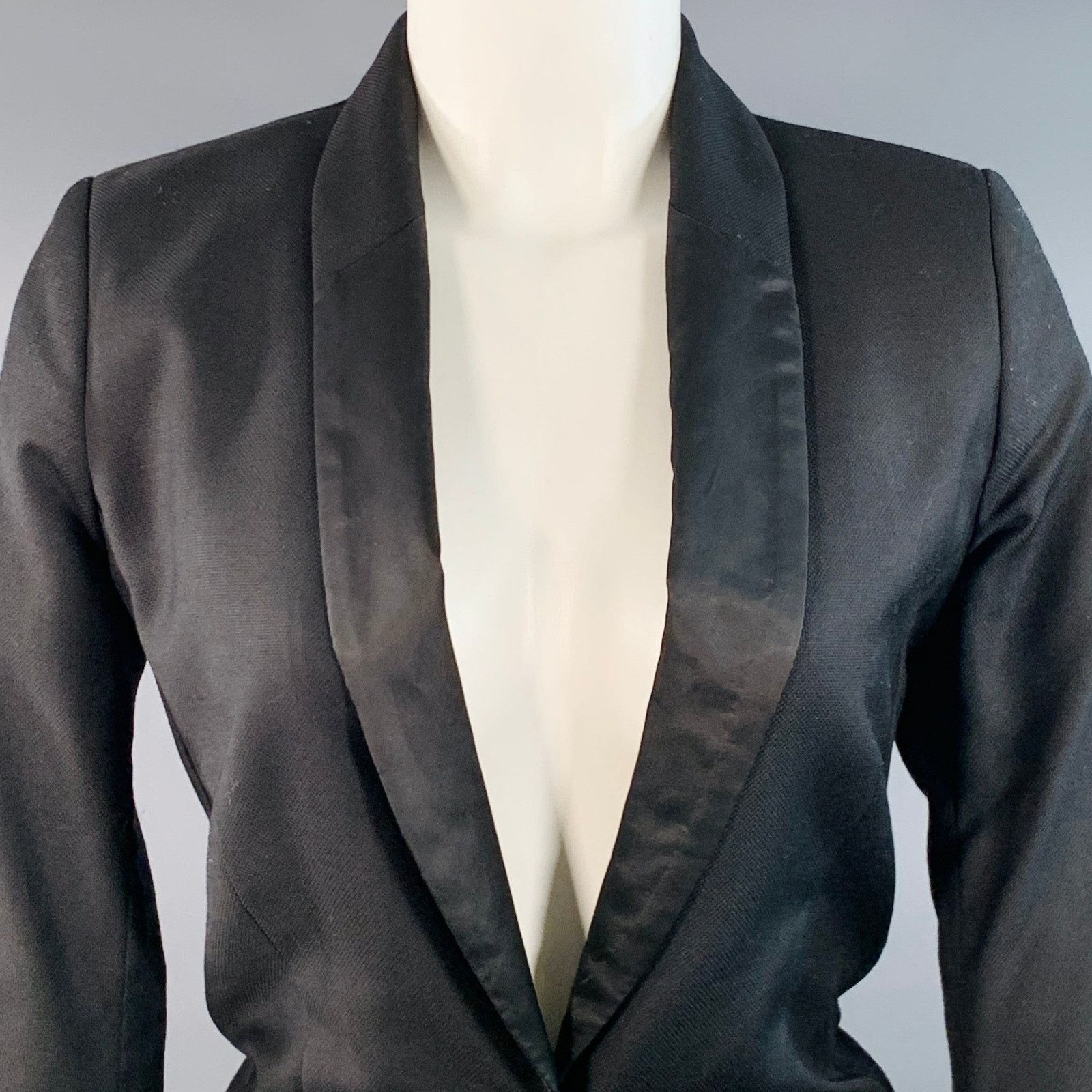 Maison Margiela 2 Black Wool Shawl Collar Jacket Blazer Size XS / US 0-2 / IT 36-38 - 2 Thumbnail