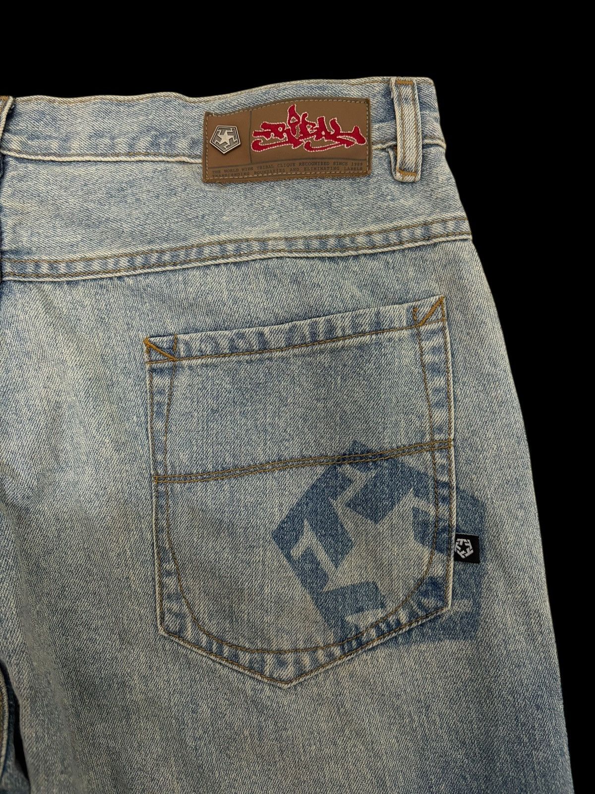 Tribal Streetwear Y2K 🔥 TRIBAL FADE BLUE WASHED BAGGY LOOSE DENIM JEANS Size US 38 / EU 54 - 12 Thumbnail