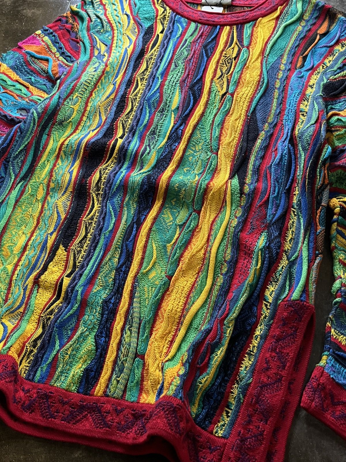Coogi 1990s Rare Coogi Australia 3D Rainbow Pattern Knitted Jacket Size US L / EU 52-54 / 3 - 6 Thumbnail