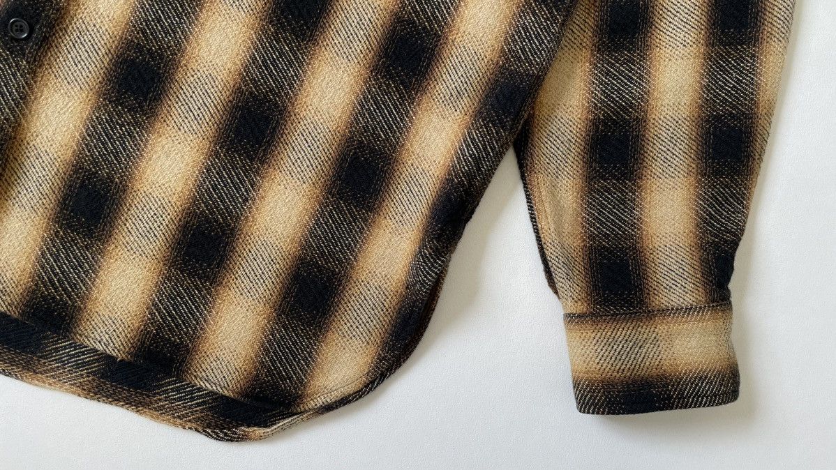 Dries Van Noten Brown Ombre Check Flannel Utility Shirt Size US XL / EU 56 / 4 - 7 Thumbnail