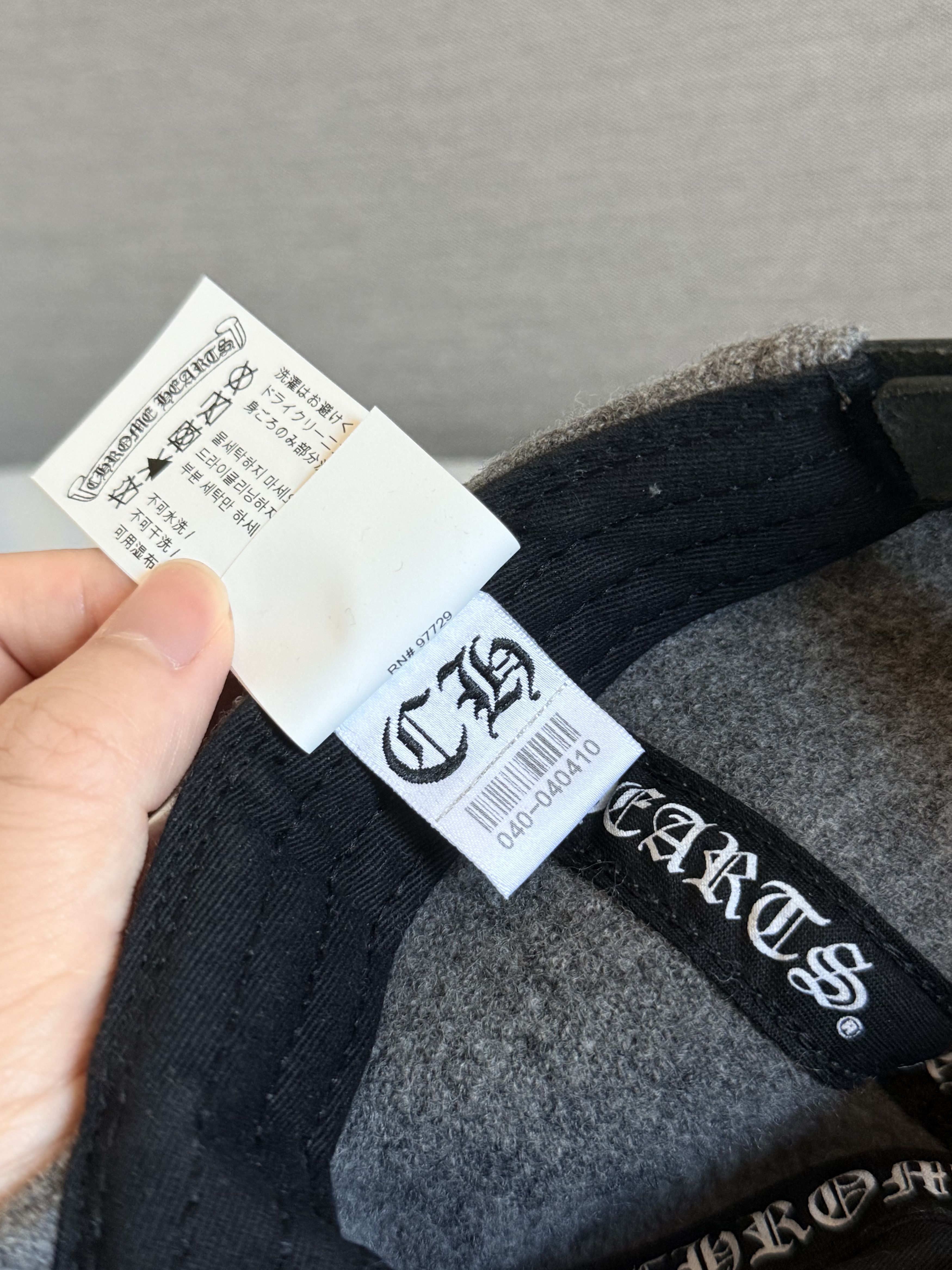 Chrome Hearts Chrome Hearts GREY Wool Leather CH Logo Cap Size ONE SIZE - 8 Thumbnail