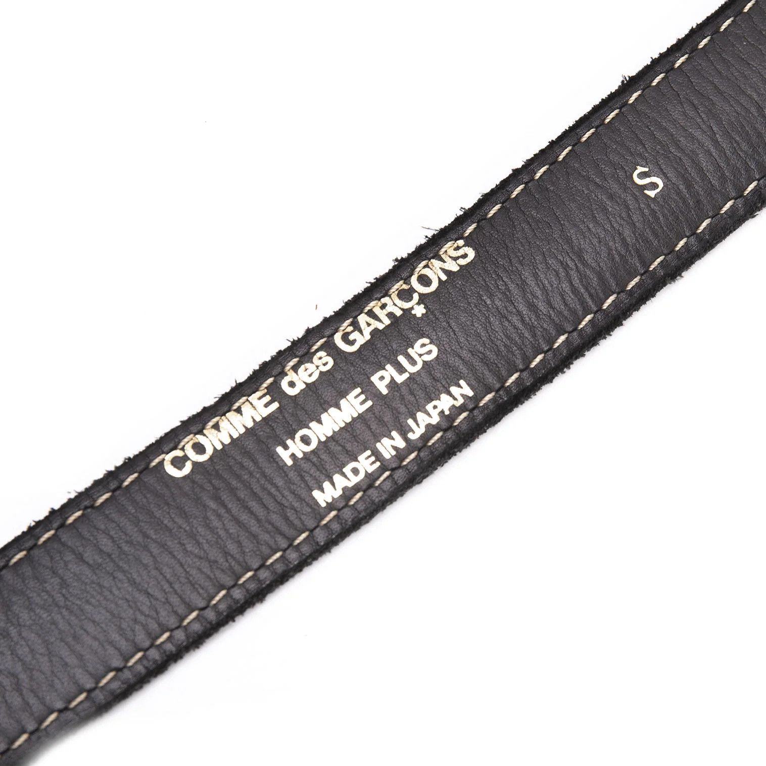 Comme des Garcons Homme Plus Stitched Leather Belt in Black, Size S Size ONE SIZE - 7 Thumbnail