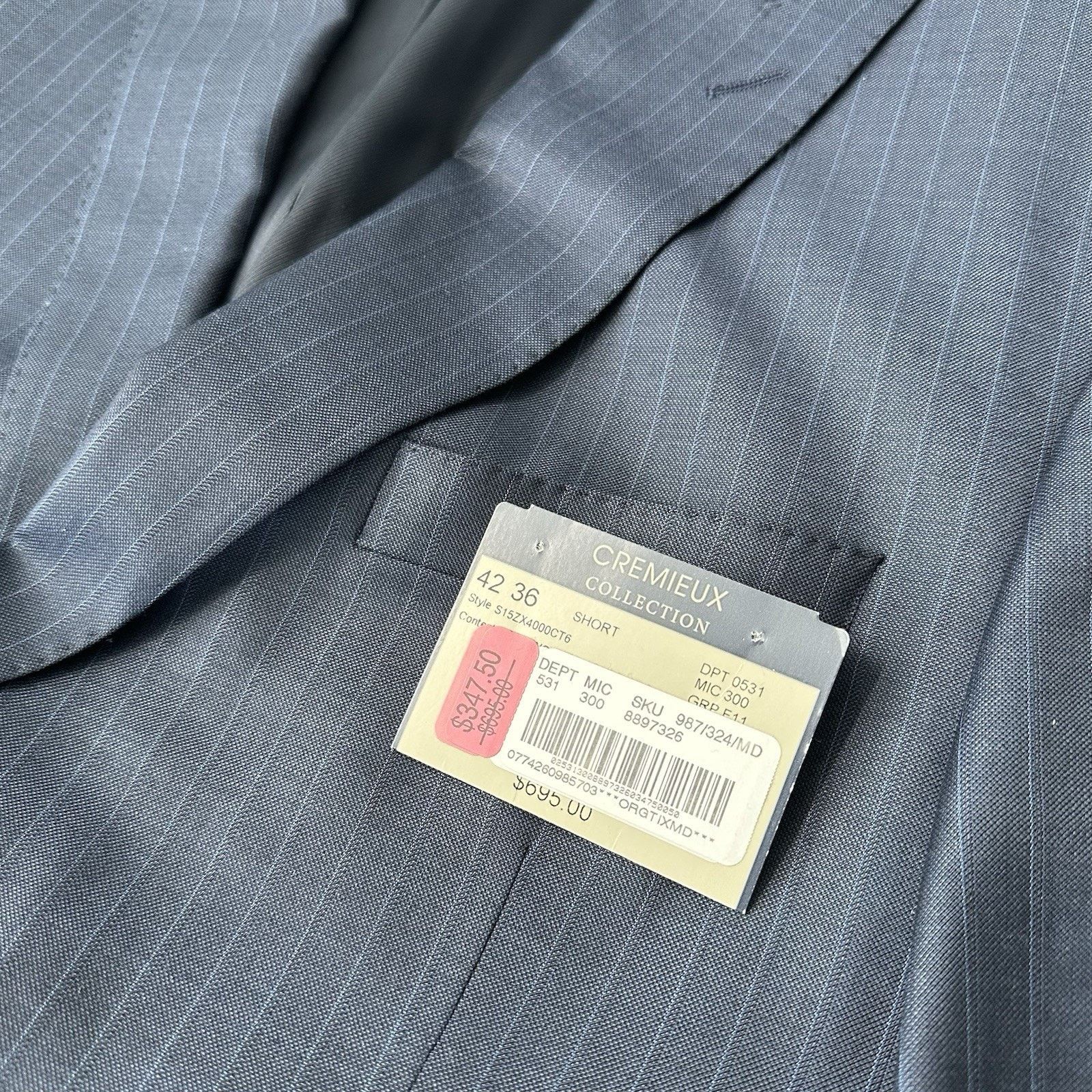 Daniel Cremieux Daniel Cremieux Loro Piana Super 130 Navy Pinstripe 42S Suit Size 42S - 3 Thumbnail
