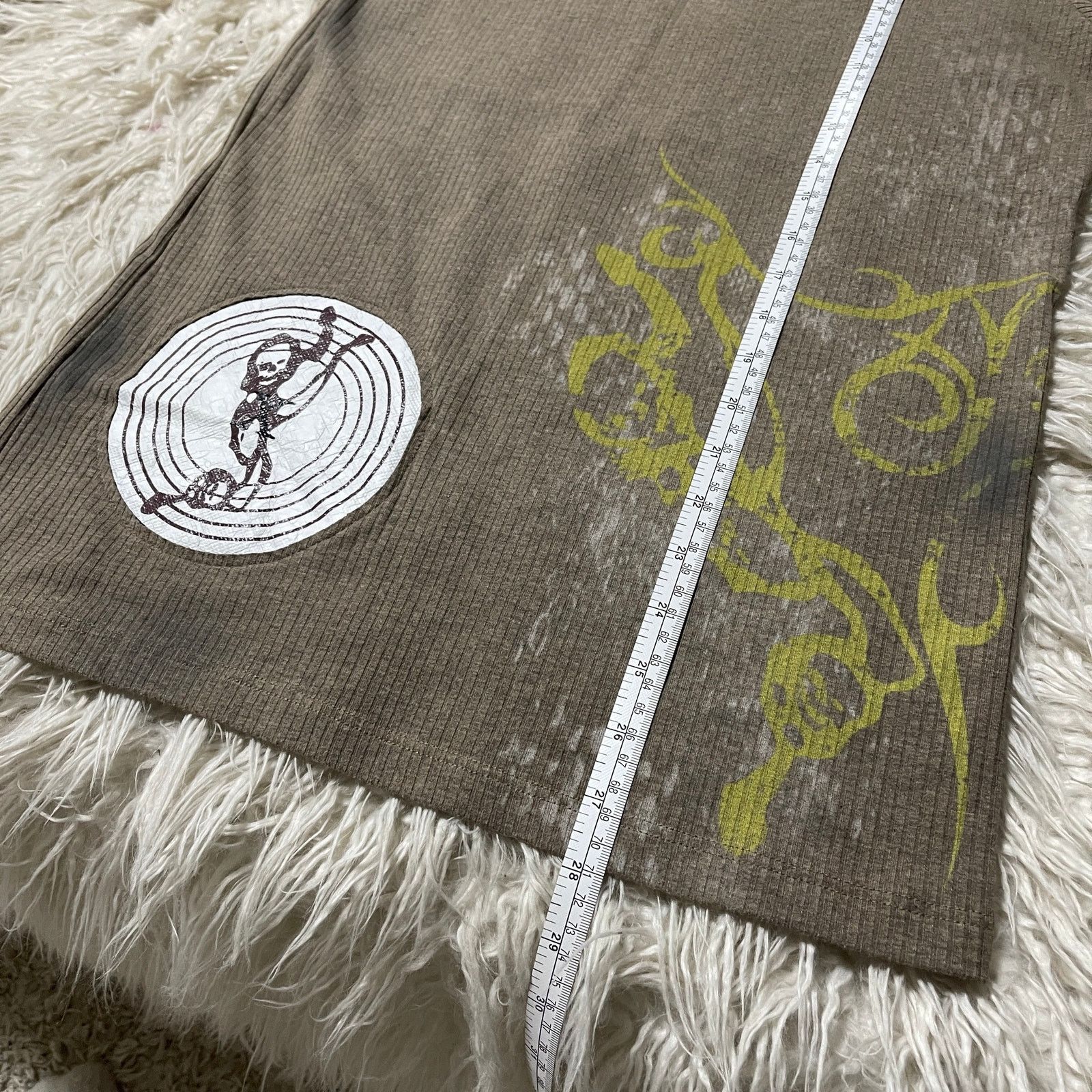 Hysteric Glamour Y2k Streetwear Graphic Thermal Knitted T-Shirt Beige Brown Size US XL / EU 56 / 4 - 8 Thumbnail