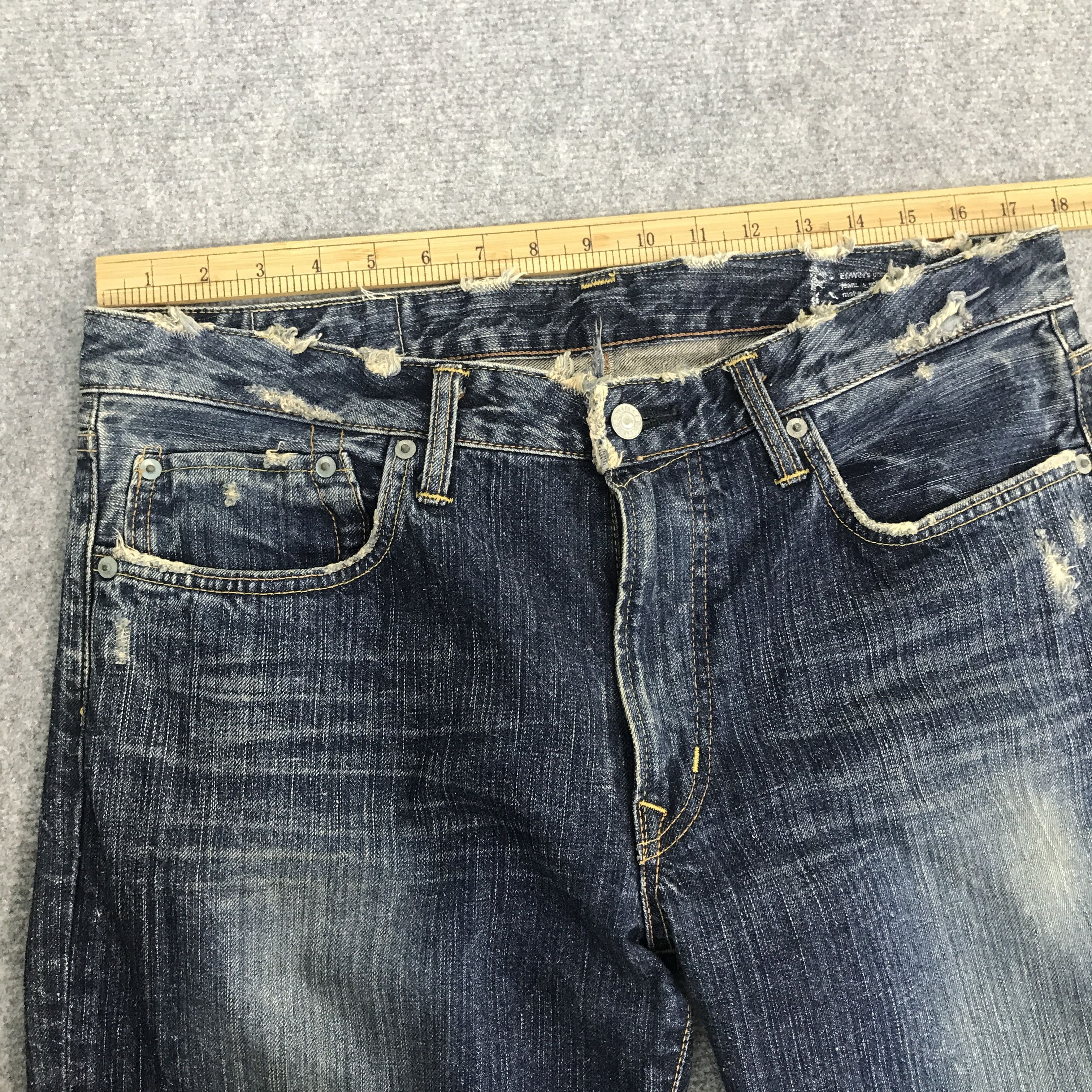 Edwin × Japanese Brand Flared Edwin distressed denim bootcut denim pants Size US 34 / EU 50 - 7 Thumbnail