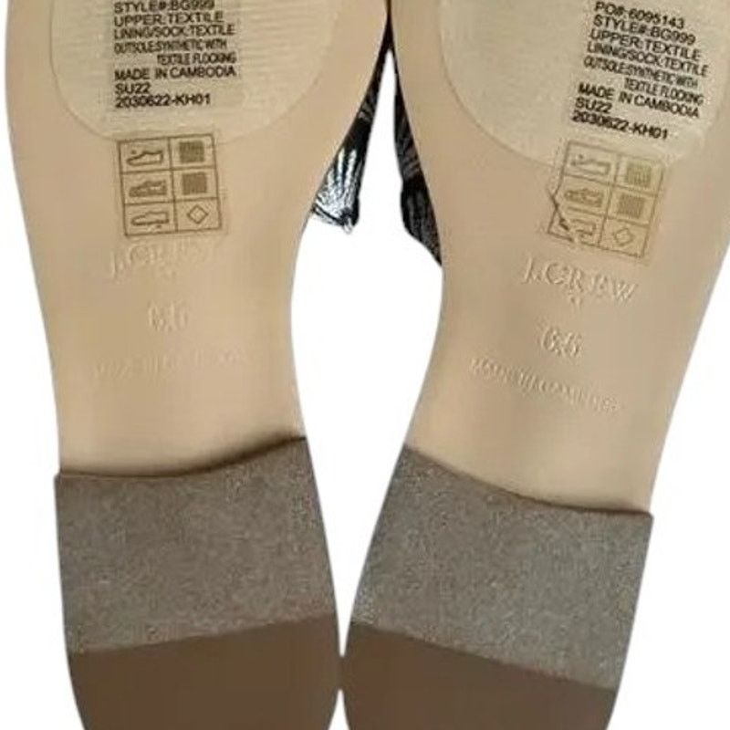 J.Crew J.CREW Black Ivory Printed Knot Slide Sandals w/ Box, US6.5 Size US 6.5 / IT 36.5 - 7 Thumbnail